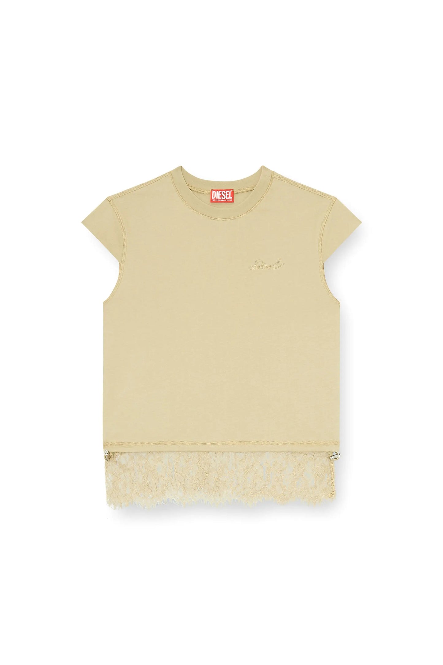 Jersey t-shirt with lace hem