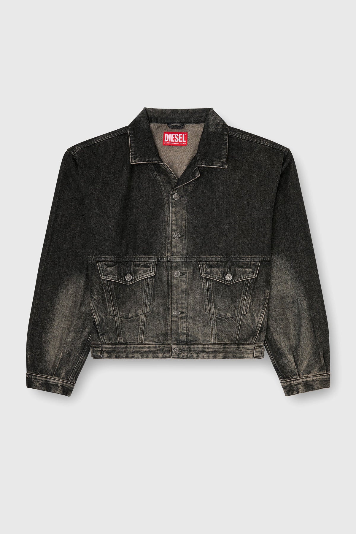 Trucker jacket in dirty-effect denim