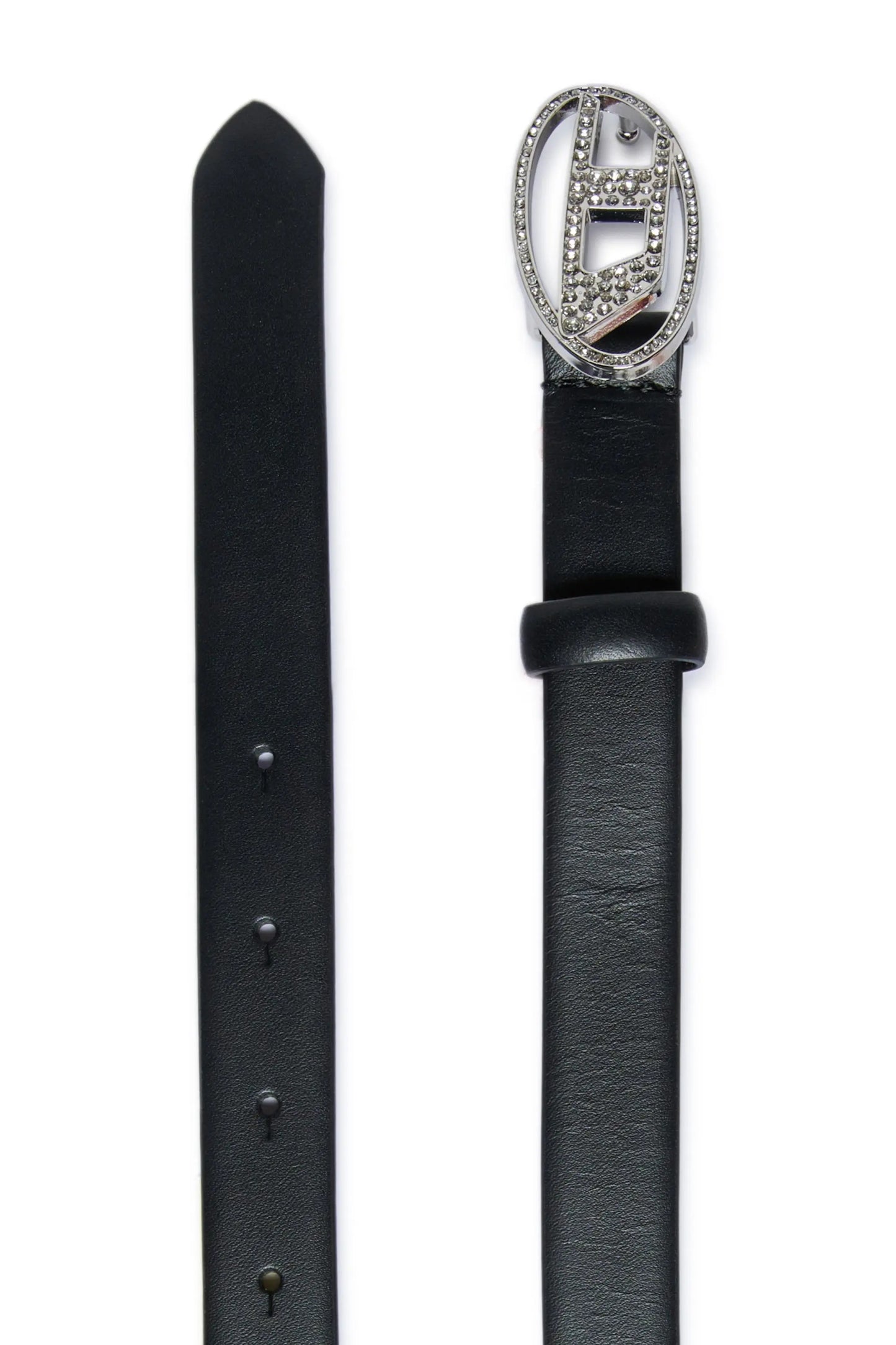 2cm leather belt with jewel buckle