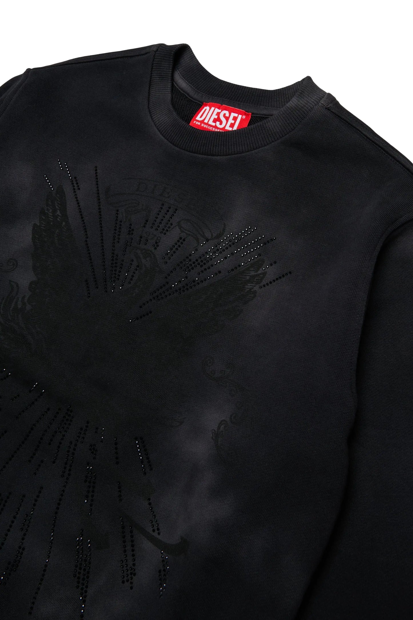 Cloudy-effect sweatshirt with phoenix motif