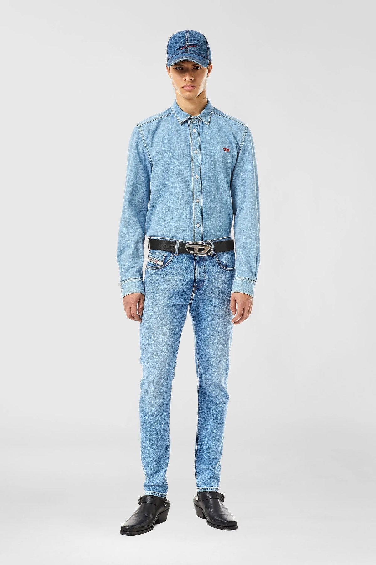 3.9cm leather belt with D buckle Diesel