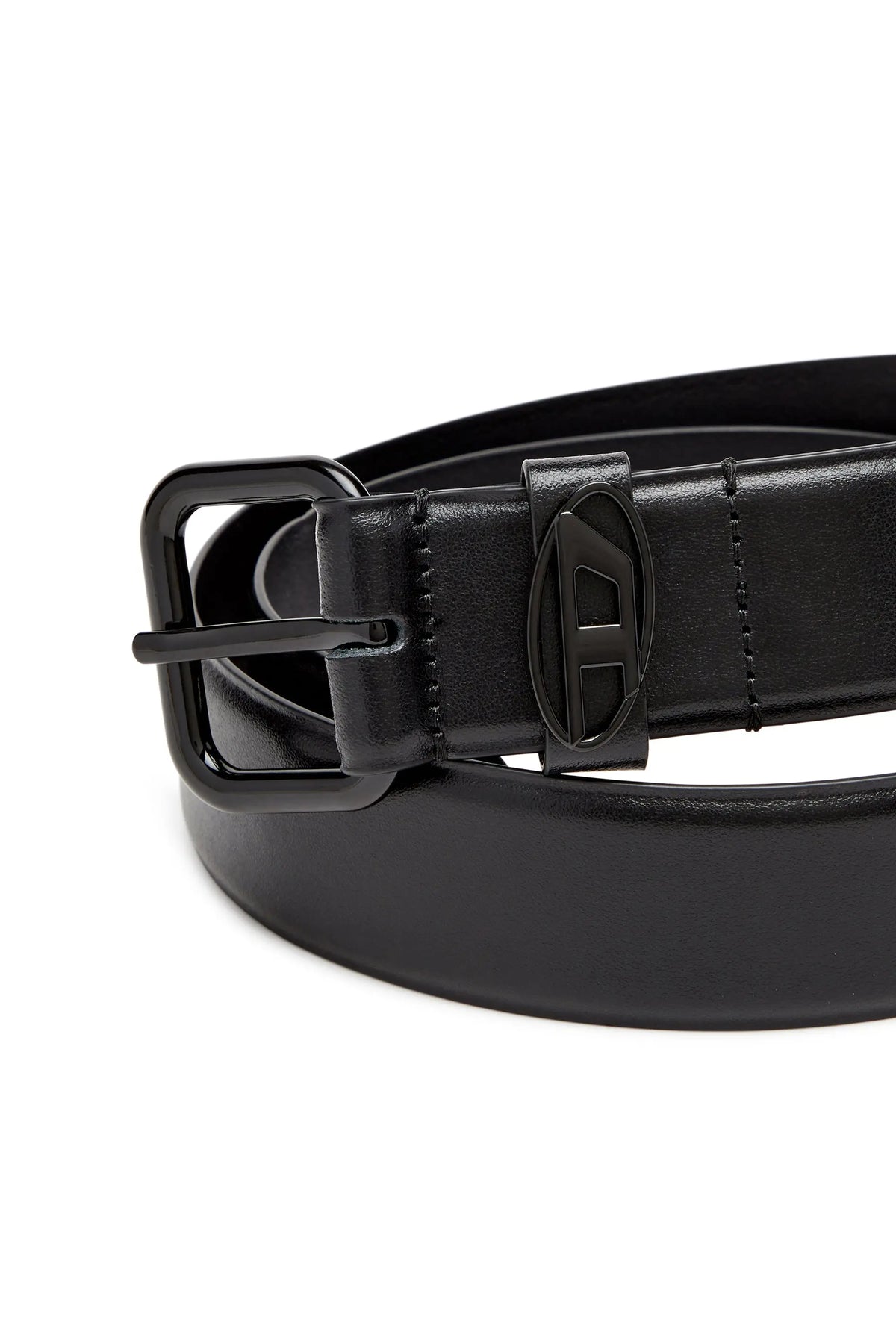 3.9cm logo-plaque embellished leather belt Diesel