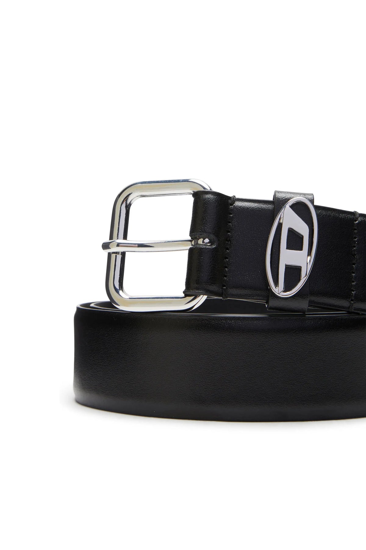 3.9cm logo-plaque embellished leather belt Diesel