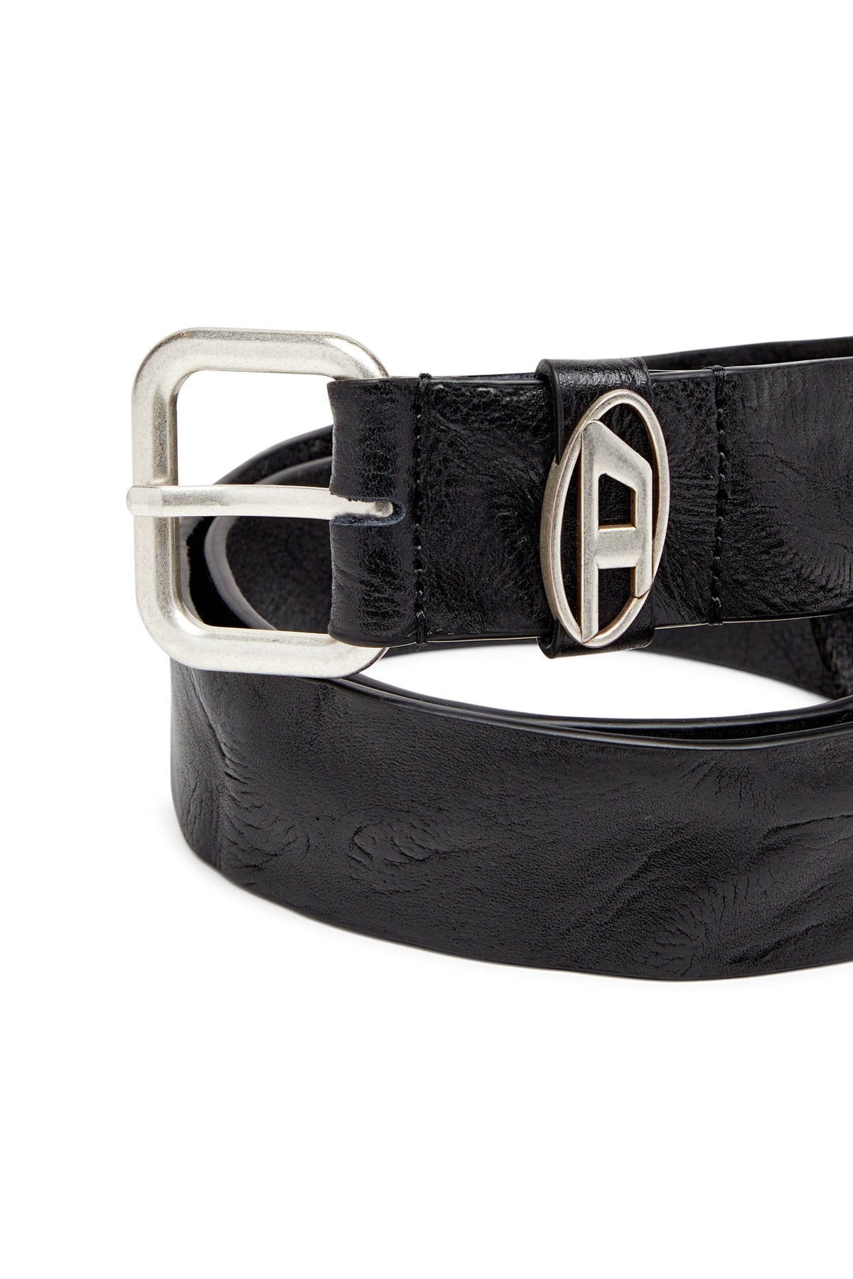 3.9cm logo-plaque wrinkled leather belt