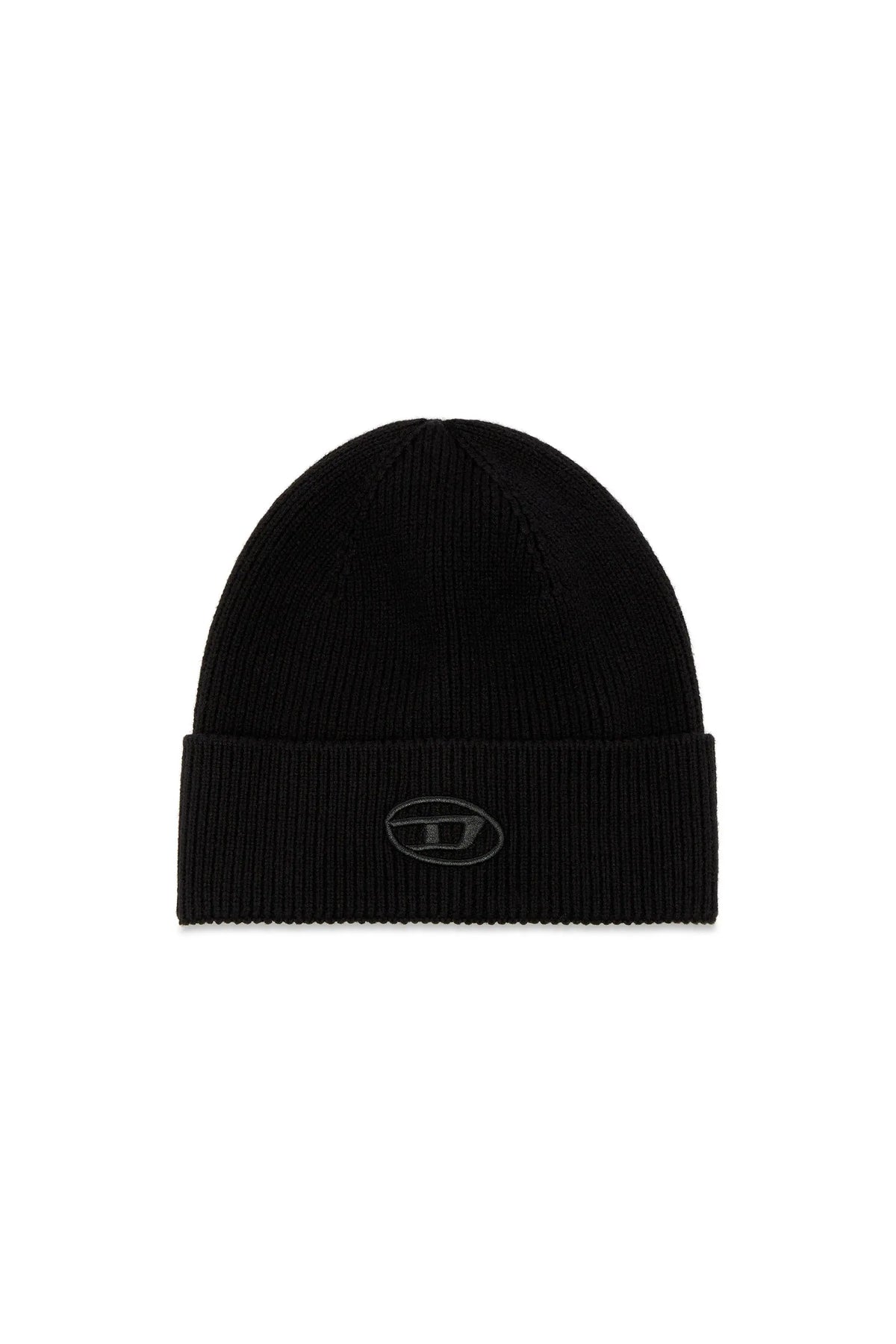 Ribbed beanie with D embroidery