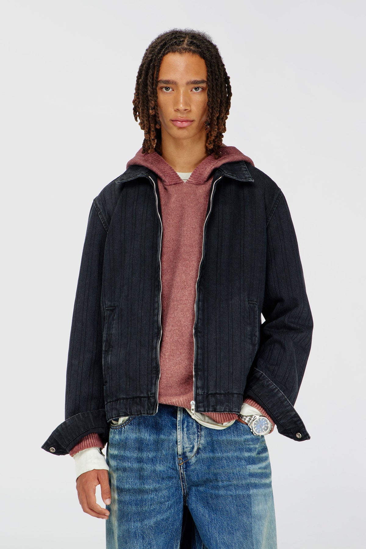 Jacket in pinstripe denim