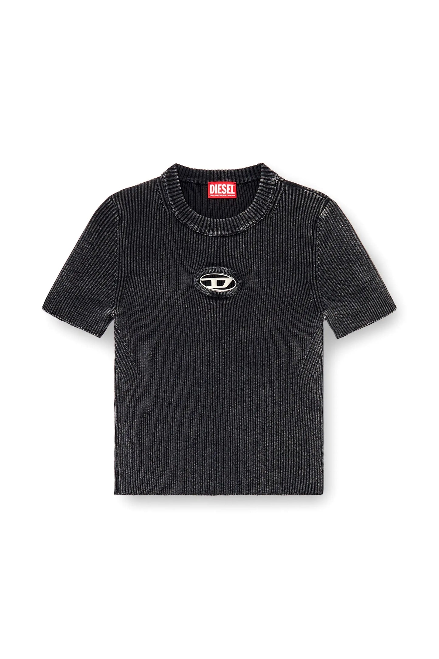 Short-sleeve top with cut-out logo