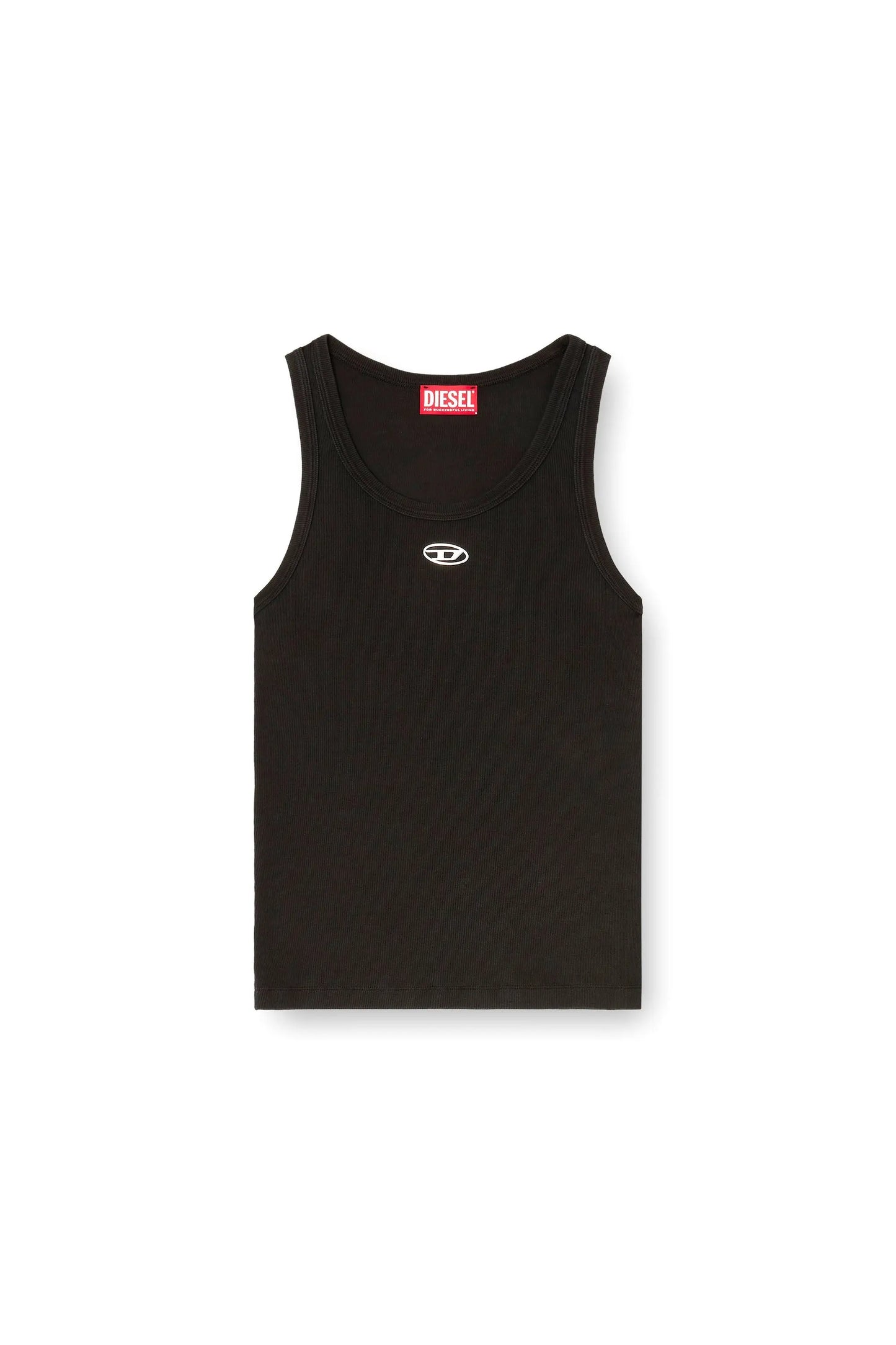 Slim ribbed tank top with metallic Oval D