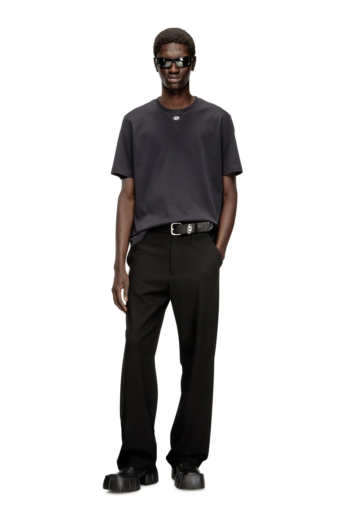Regular T-shirt with crew neck and Oval D