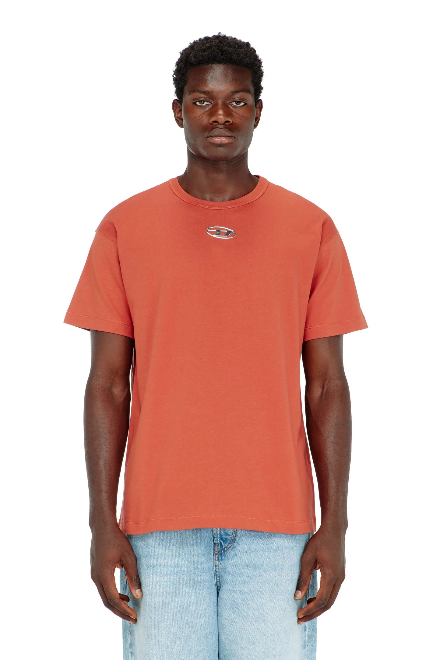 Light cotton T-shirt with metallic Oval D logo