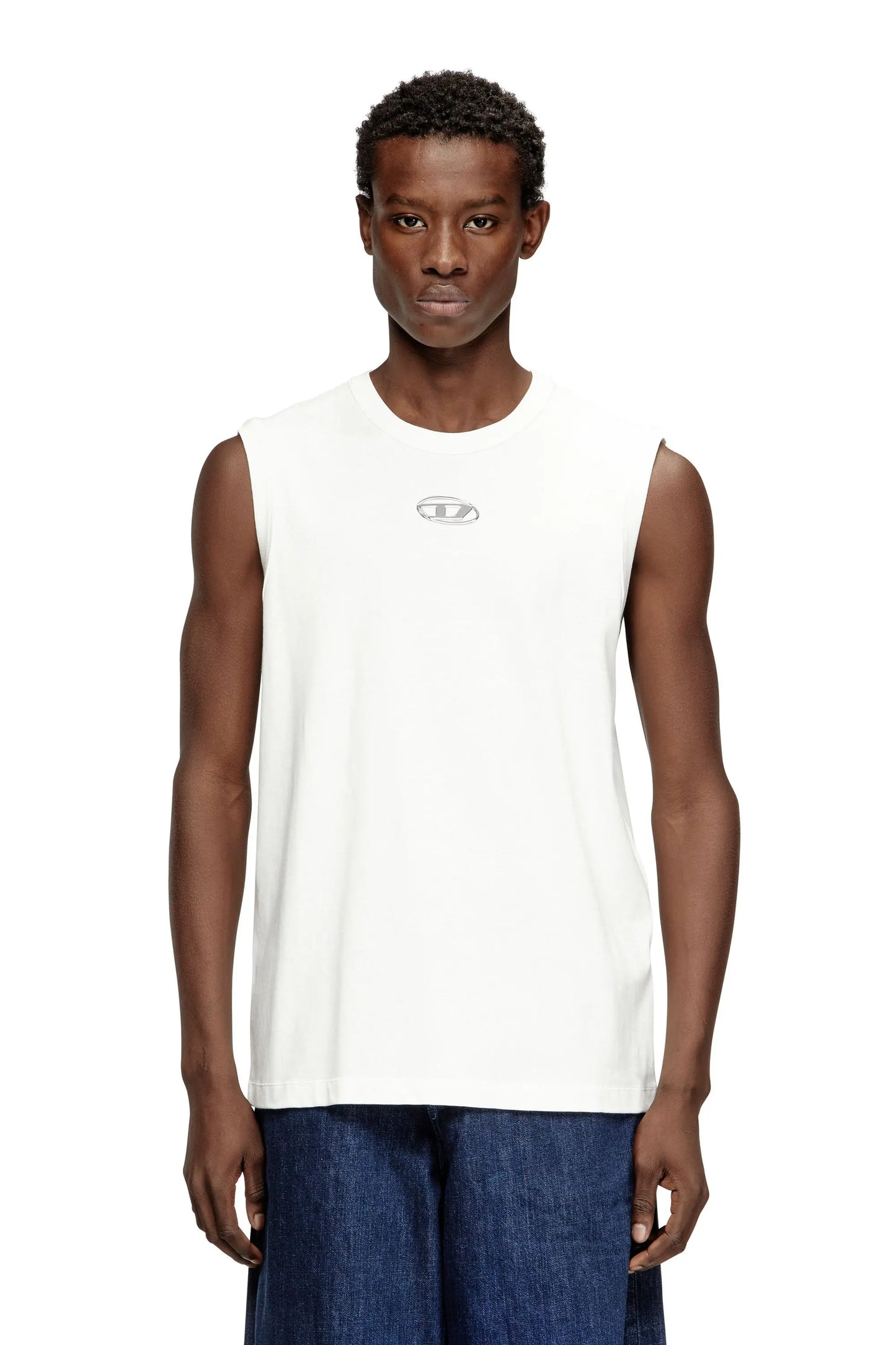Cotton tank top with metallic Oval D