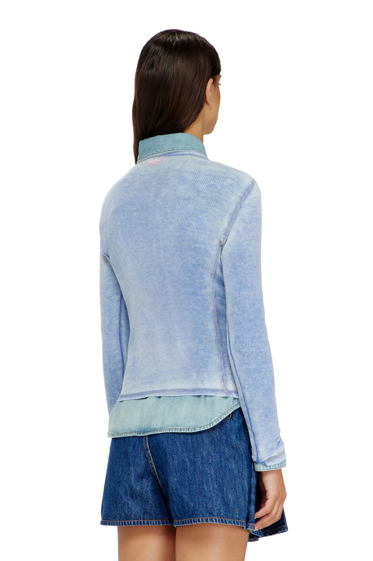 Top in light ribbed jersey with logo embroidery
