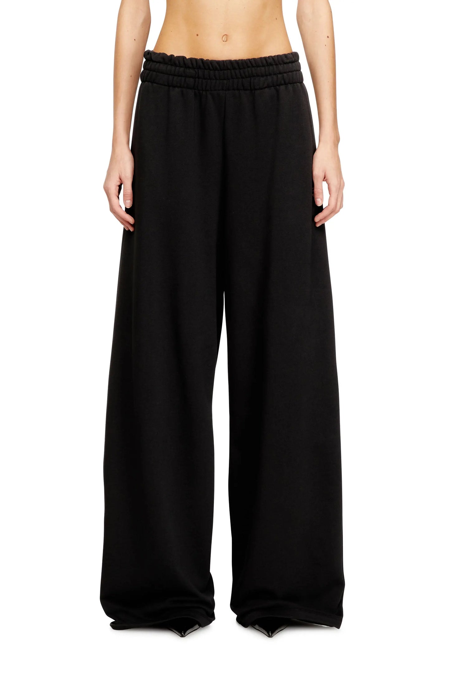 Loose track pants with elastic waistband