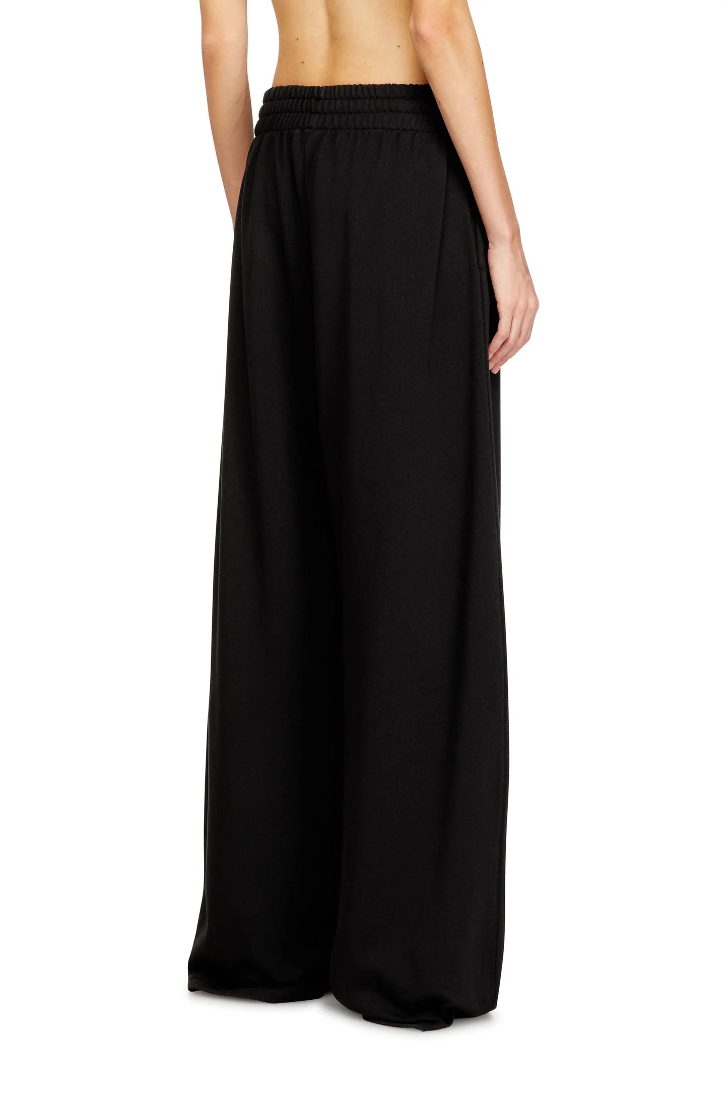 Loose track pants with elastic waistband