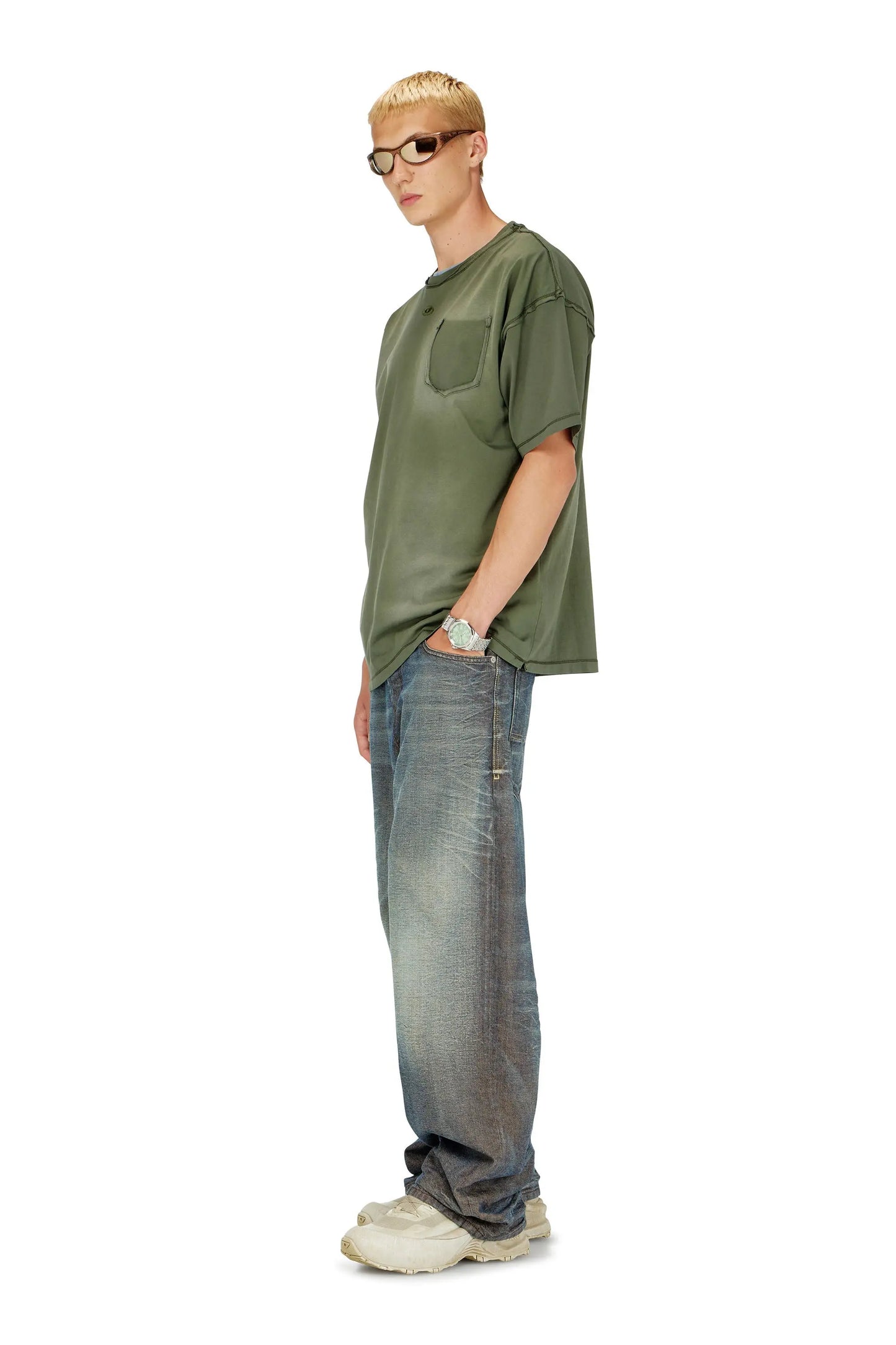 Faded T-shirt with ripped pocket detail