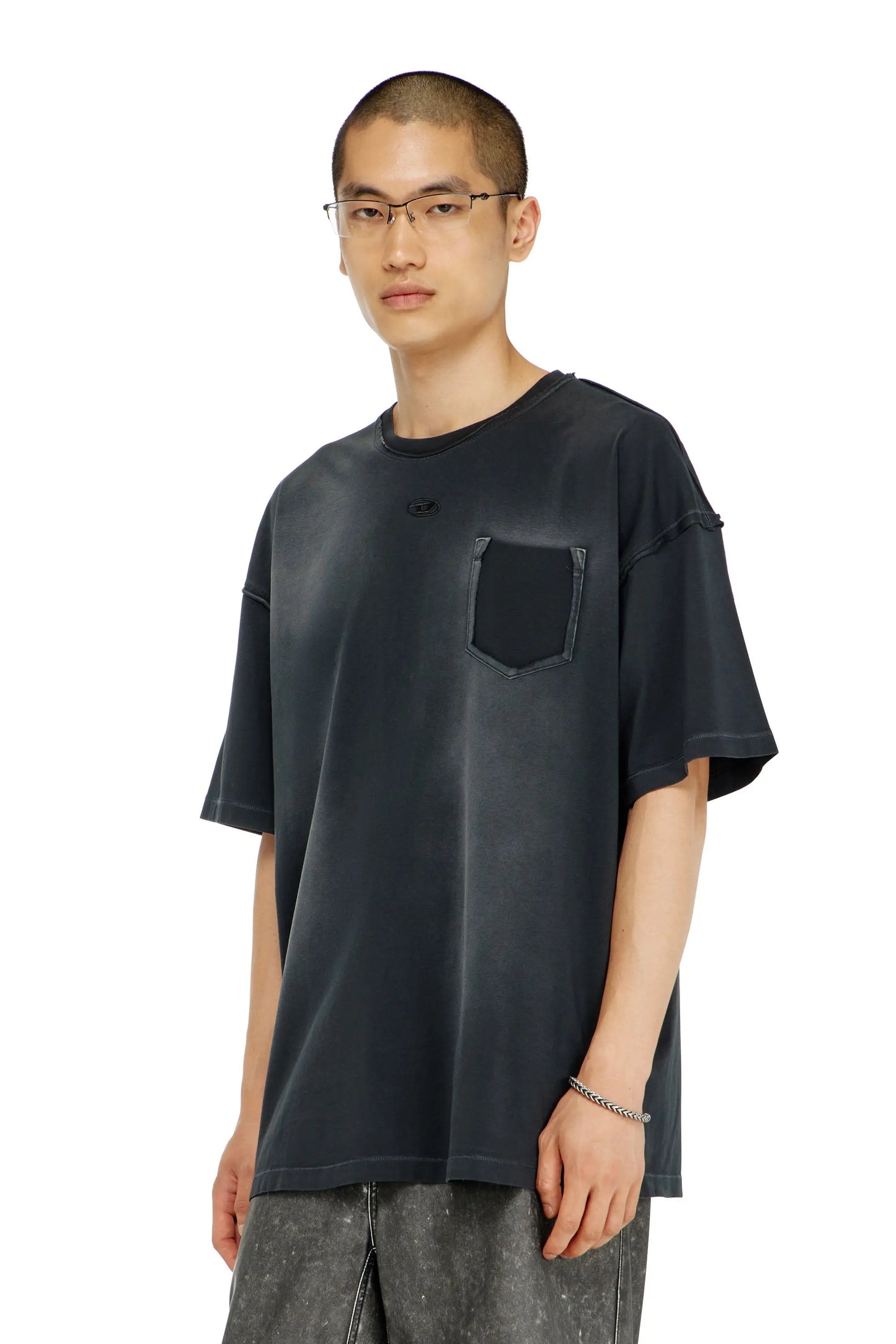 Faded T-shirt with ripped pocket detail
