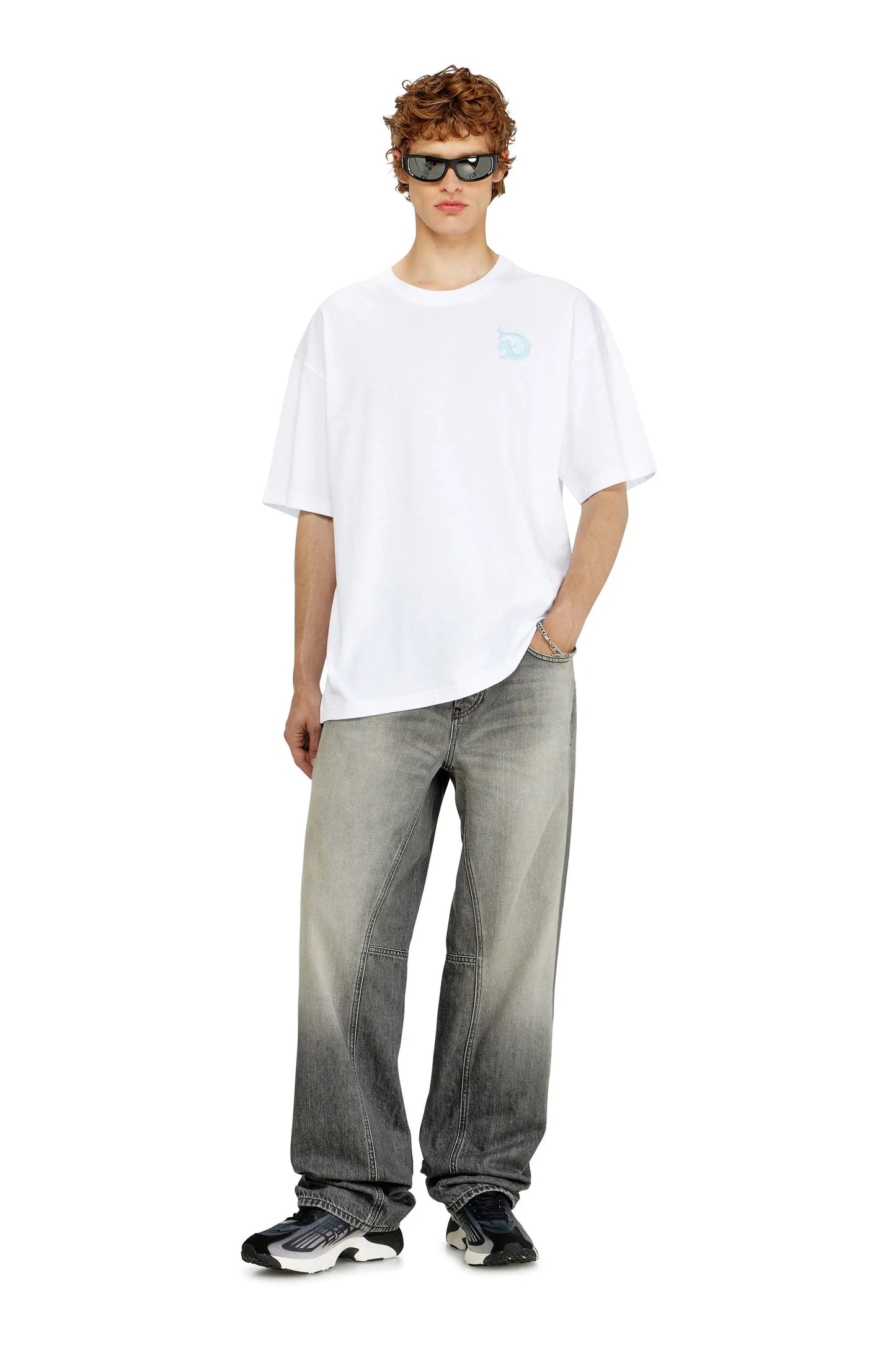 Jersey T-shirt with flocked print