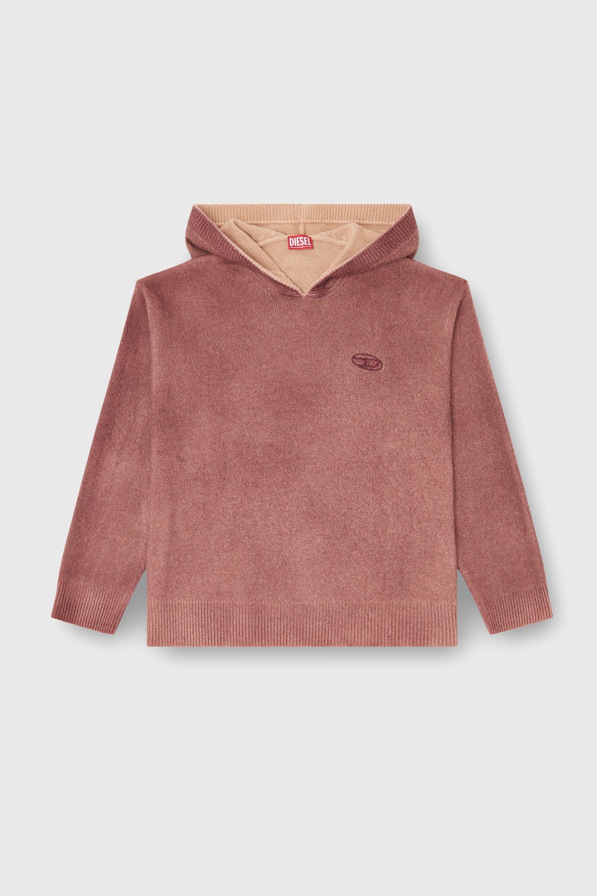 Double-dyed hoodie in wool-blend knit
