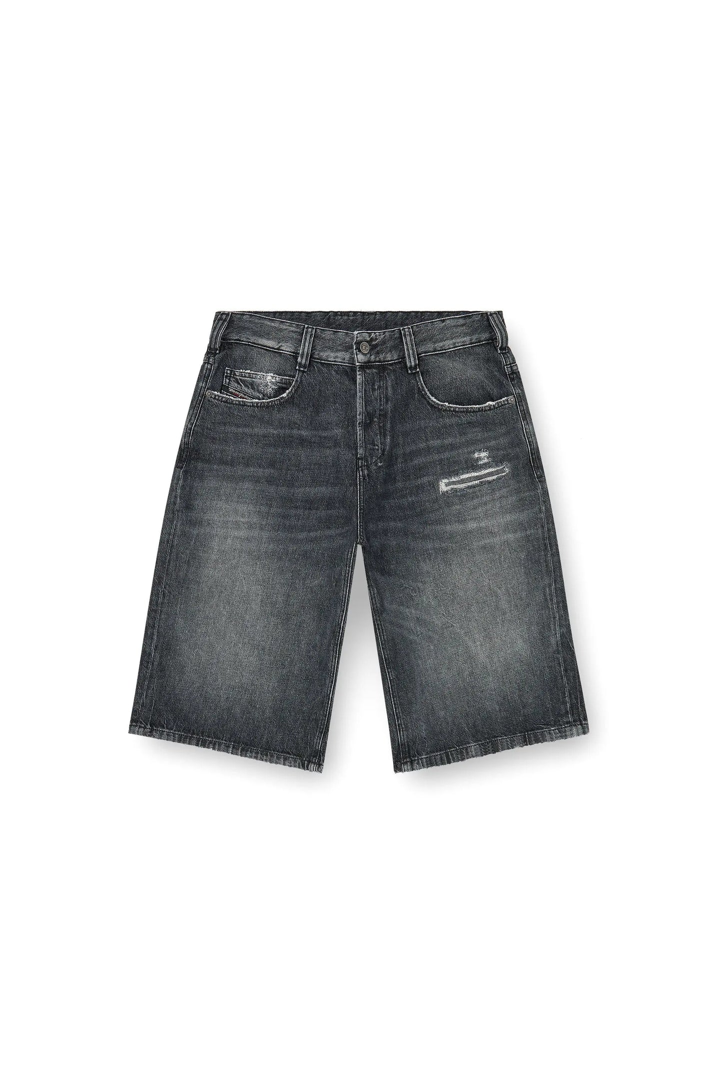 Denim relaxed shorts with abrasions