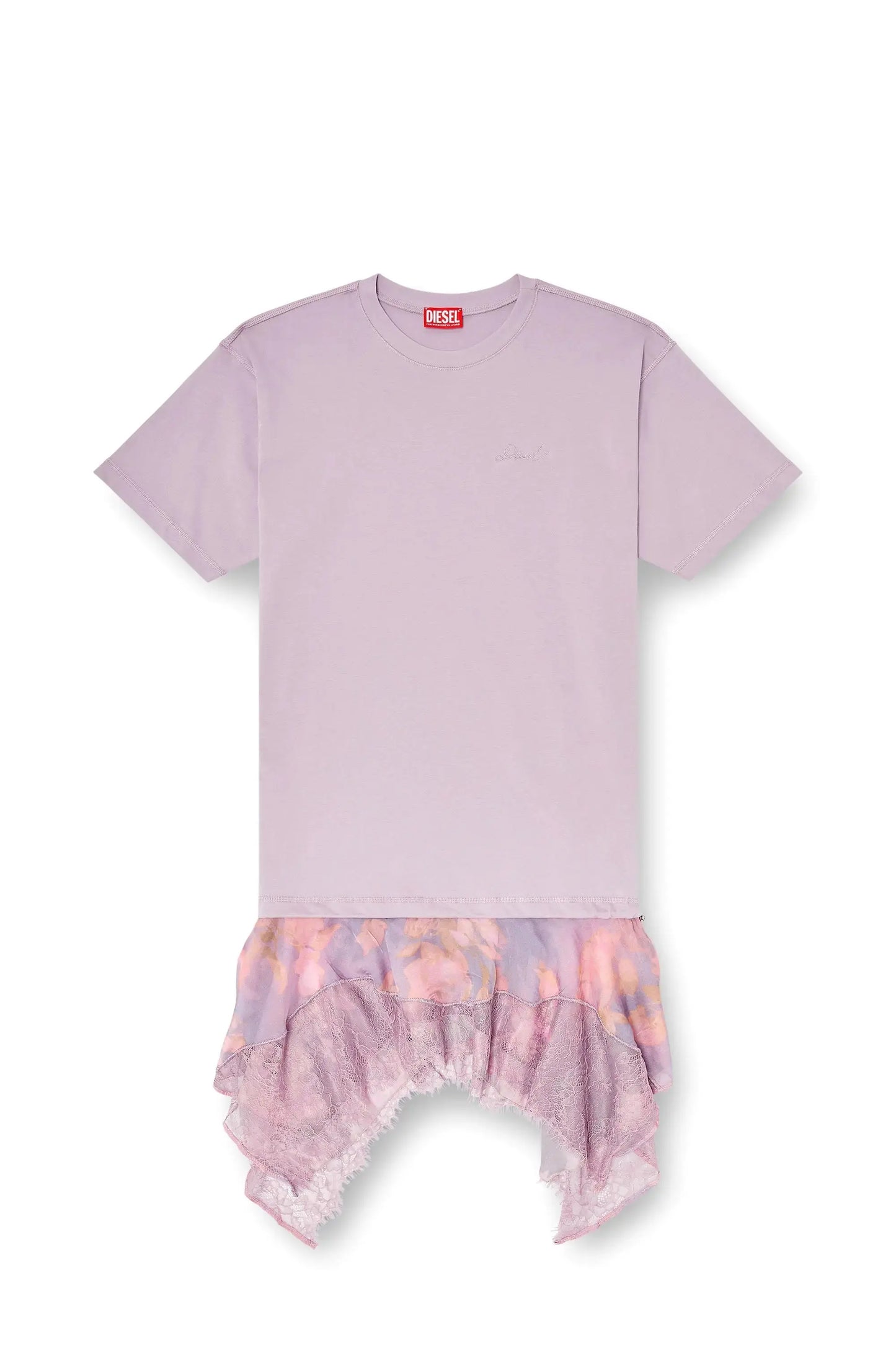 T-shirt dress with chiffon and lace skirt