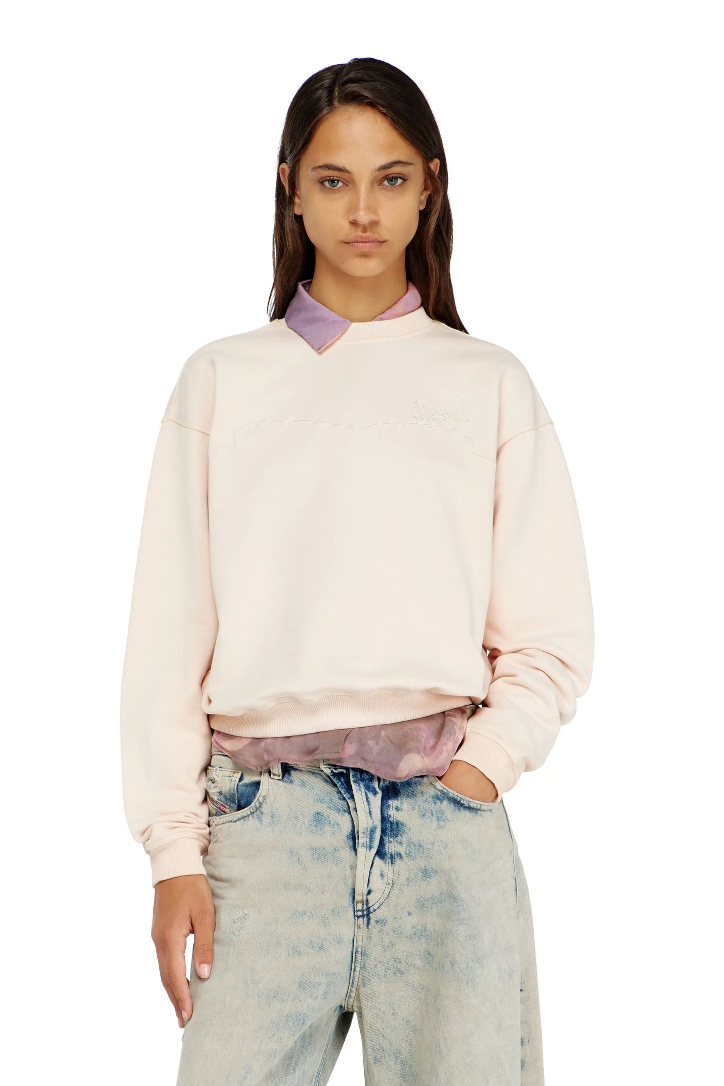 Cotton sweatshirt with logo embroidery
