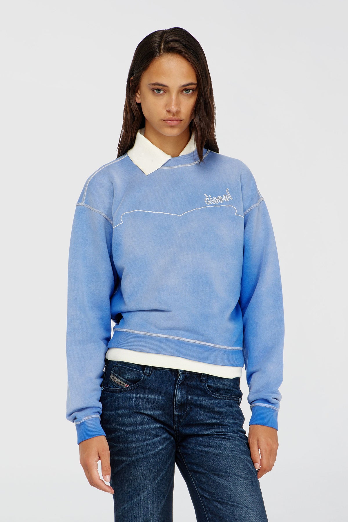 Cotton sweatshirt with logo embroidery