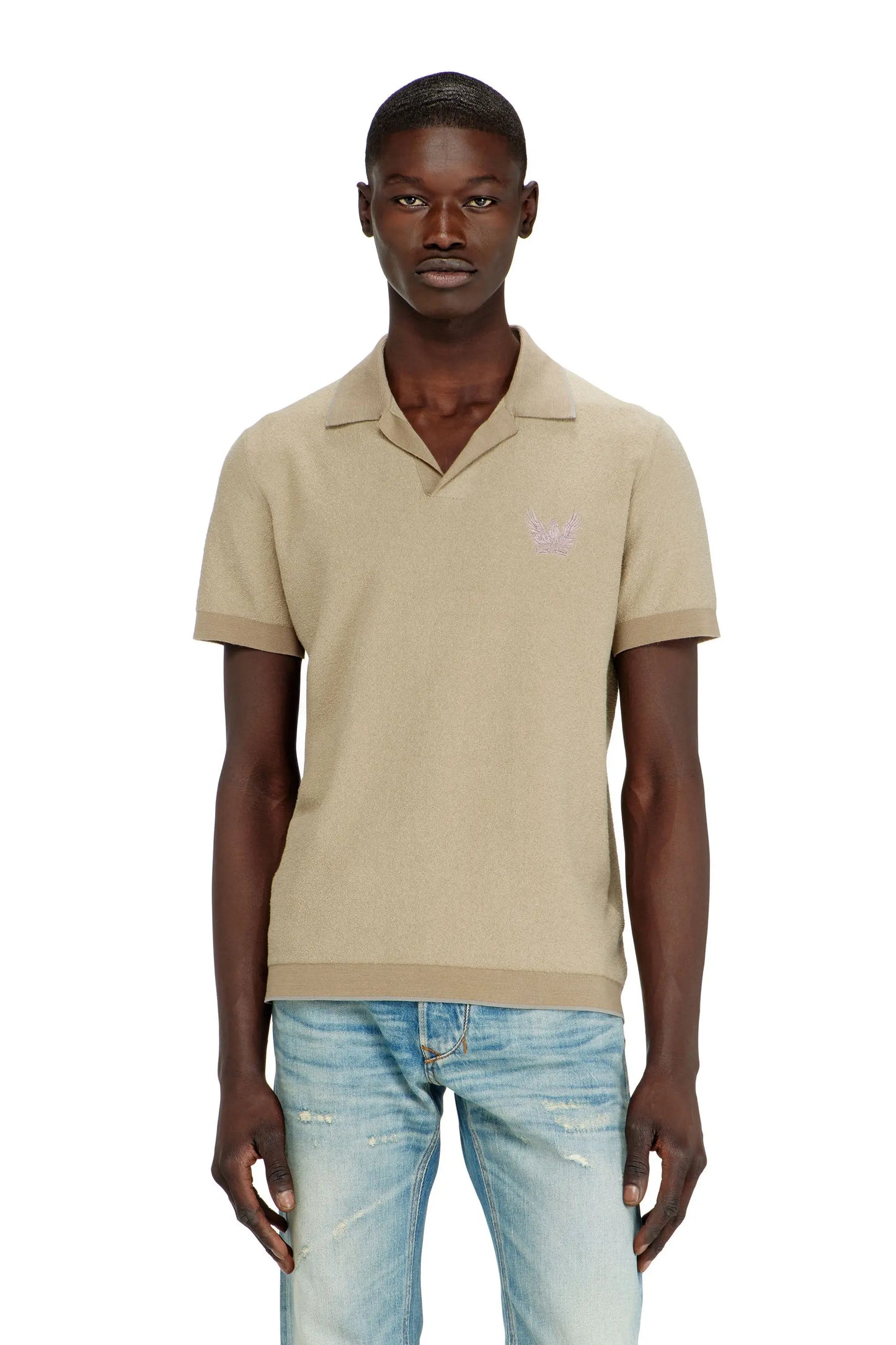 Bouclé-knit polo shirt with Phoenix logo