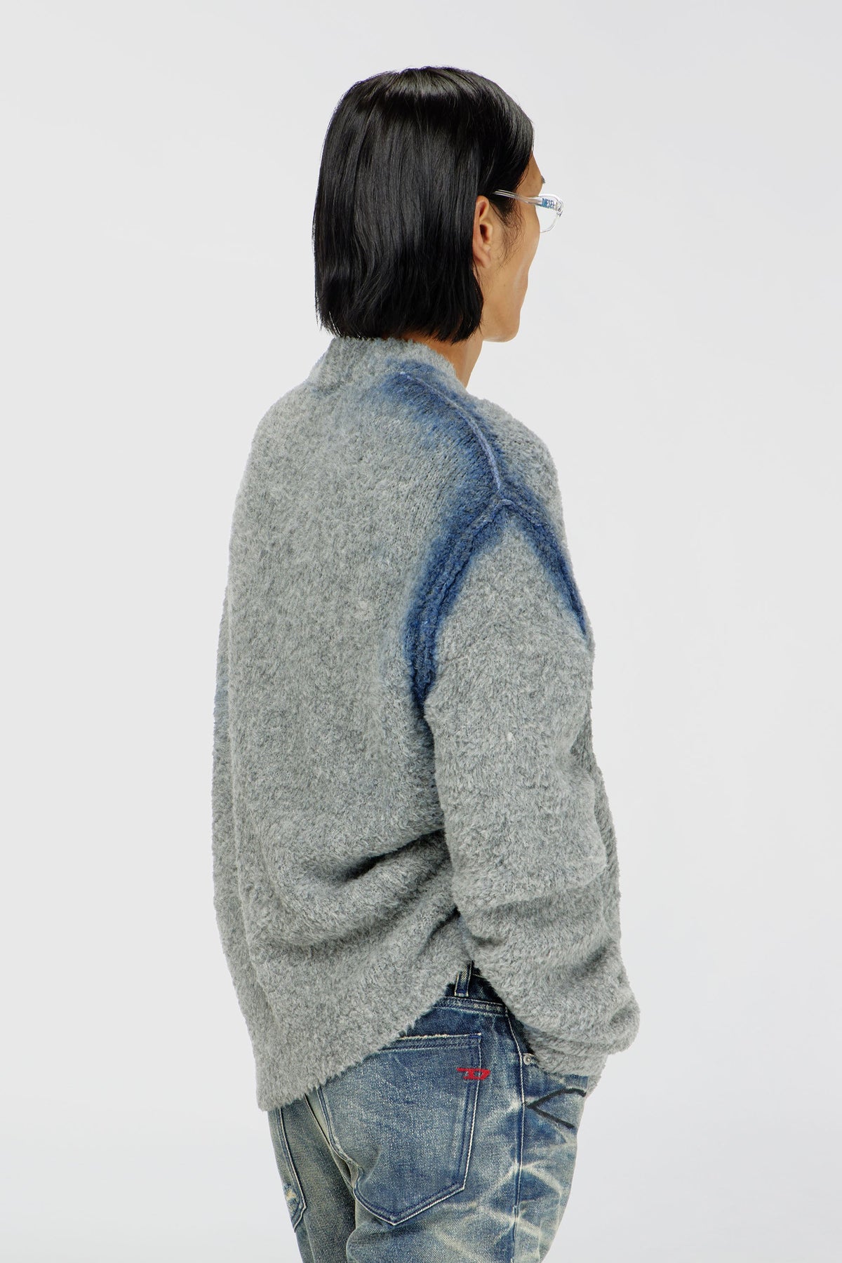 Alpaca-blend cardigan with spray-dyed seams