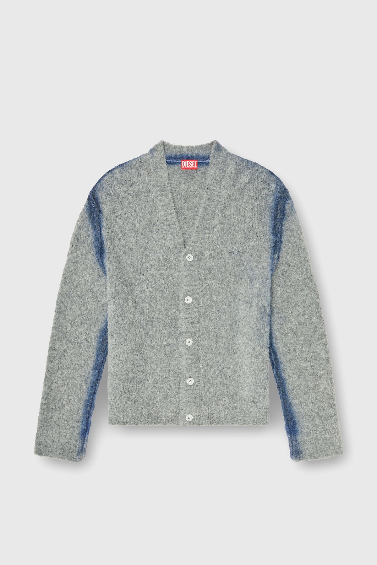 Alpaca-blend cardigan with spray-dyed seams