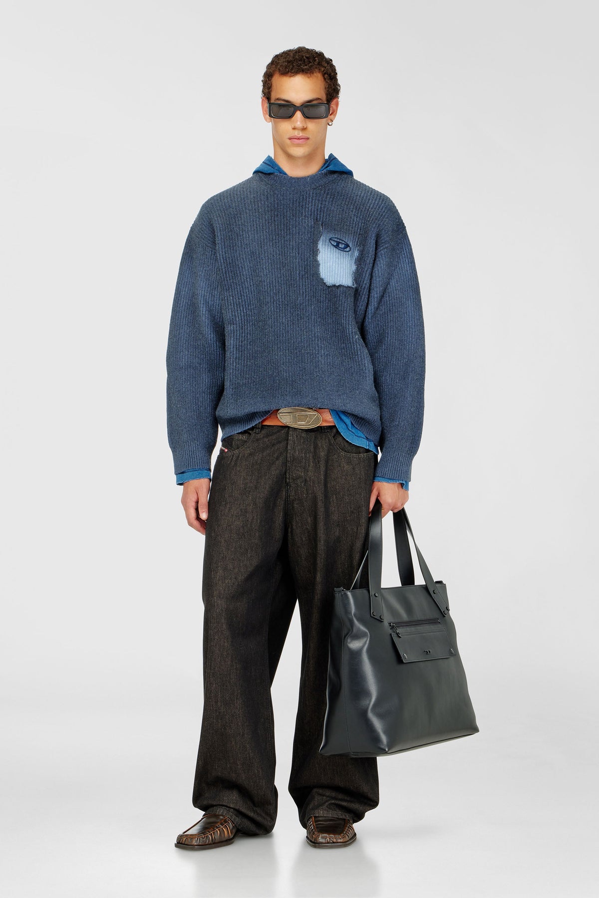 Wool-blend jumper with mock pocket