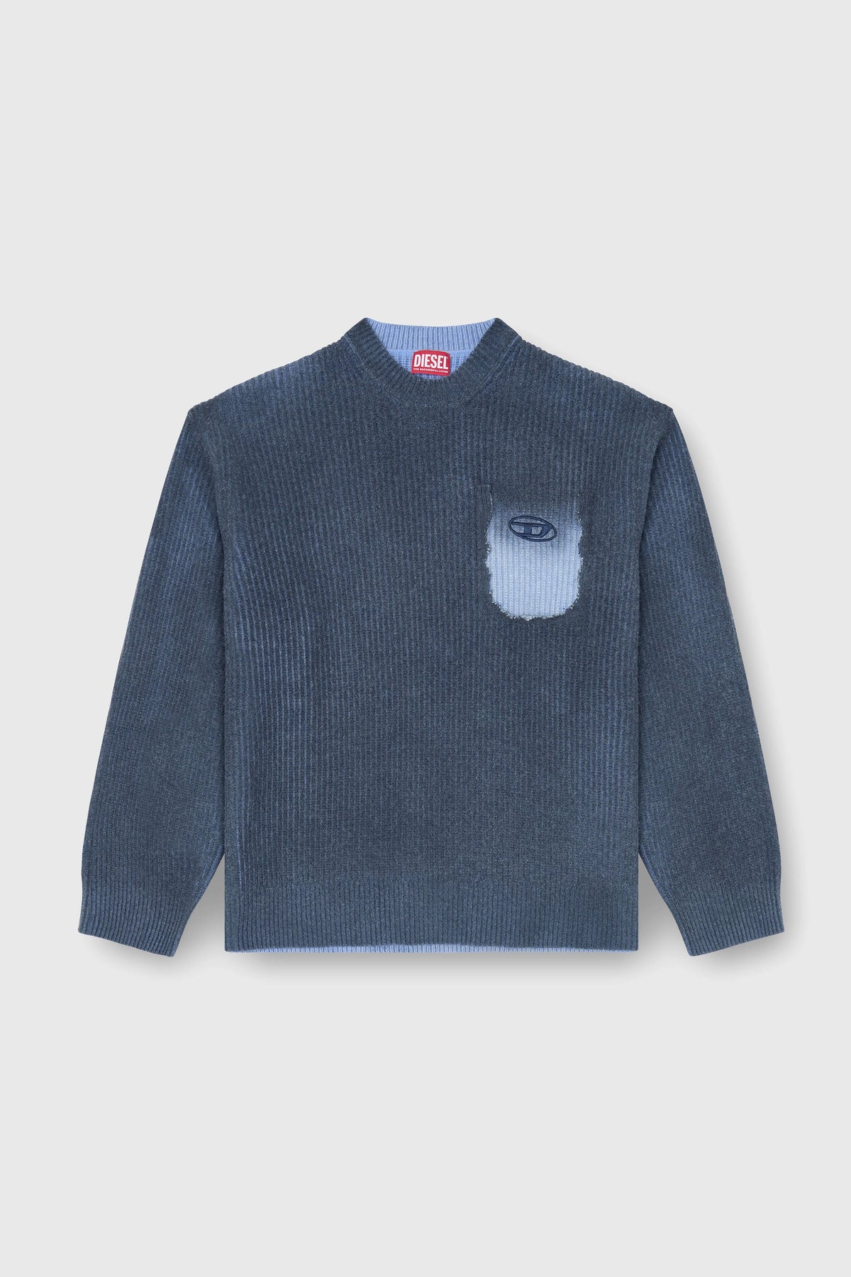 Wool-blend jumper with mock pocket