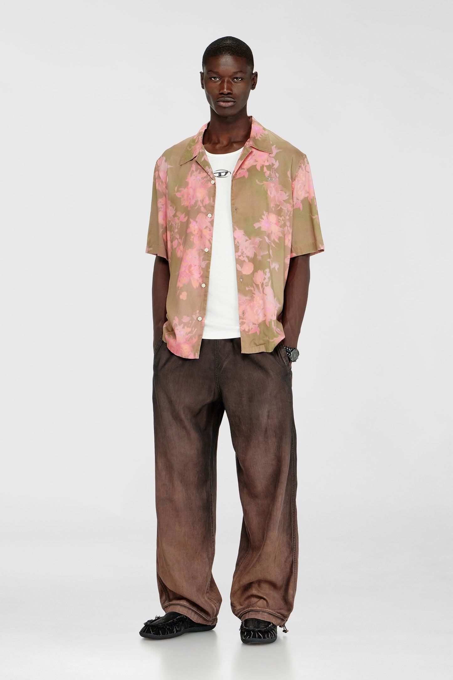 Lyocell shirt with all-over floral print