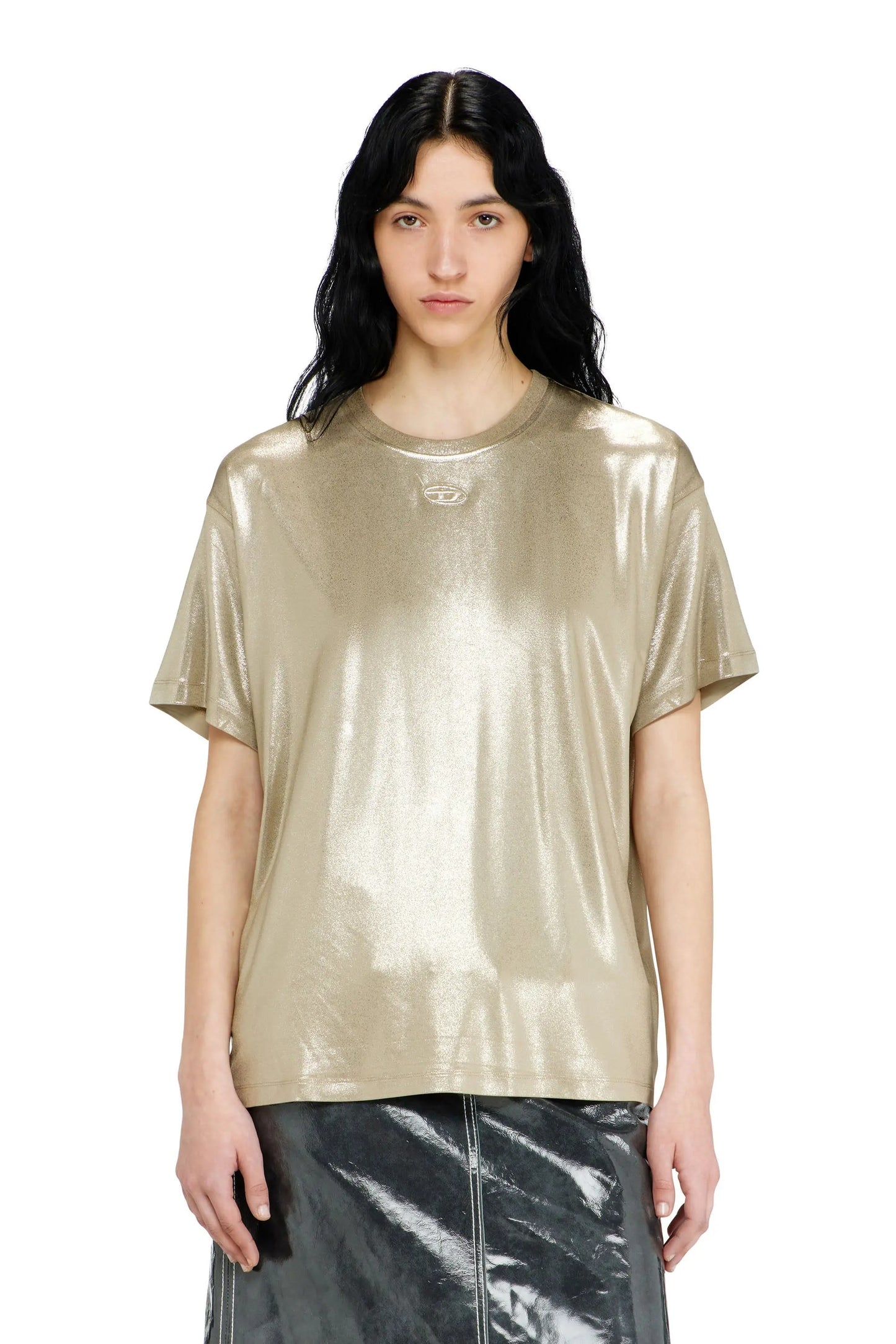 Jersey T-shirt with metallic finish