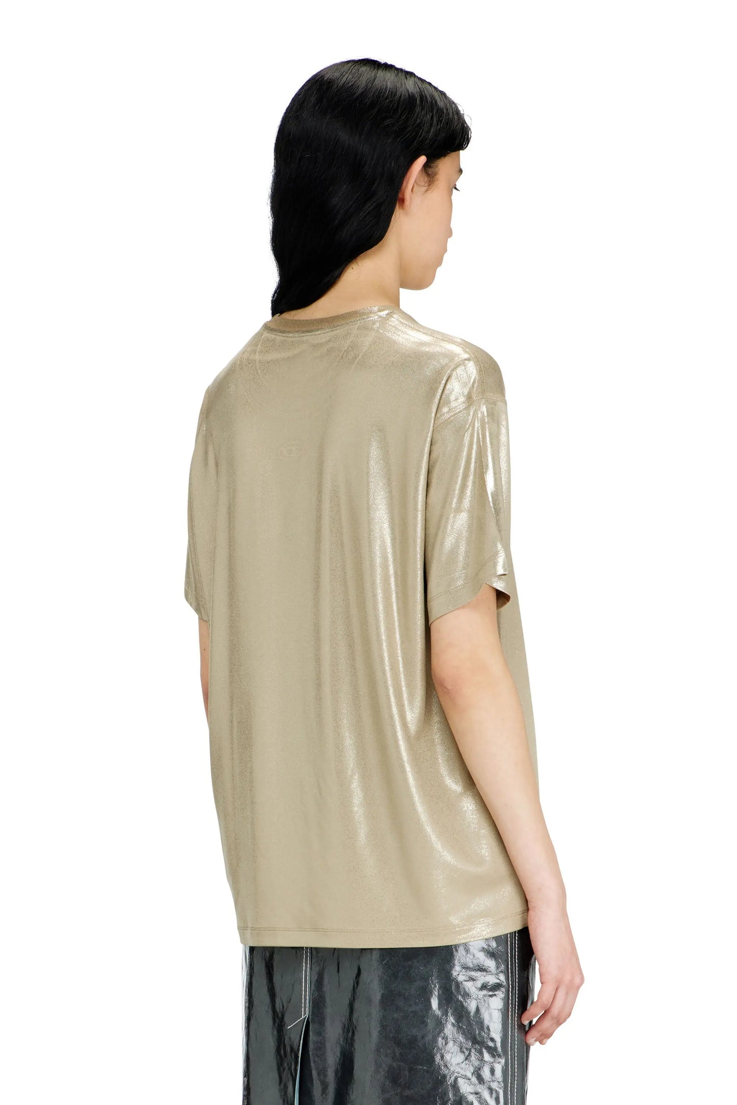 Jersey T-shirt with metallic finish