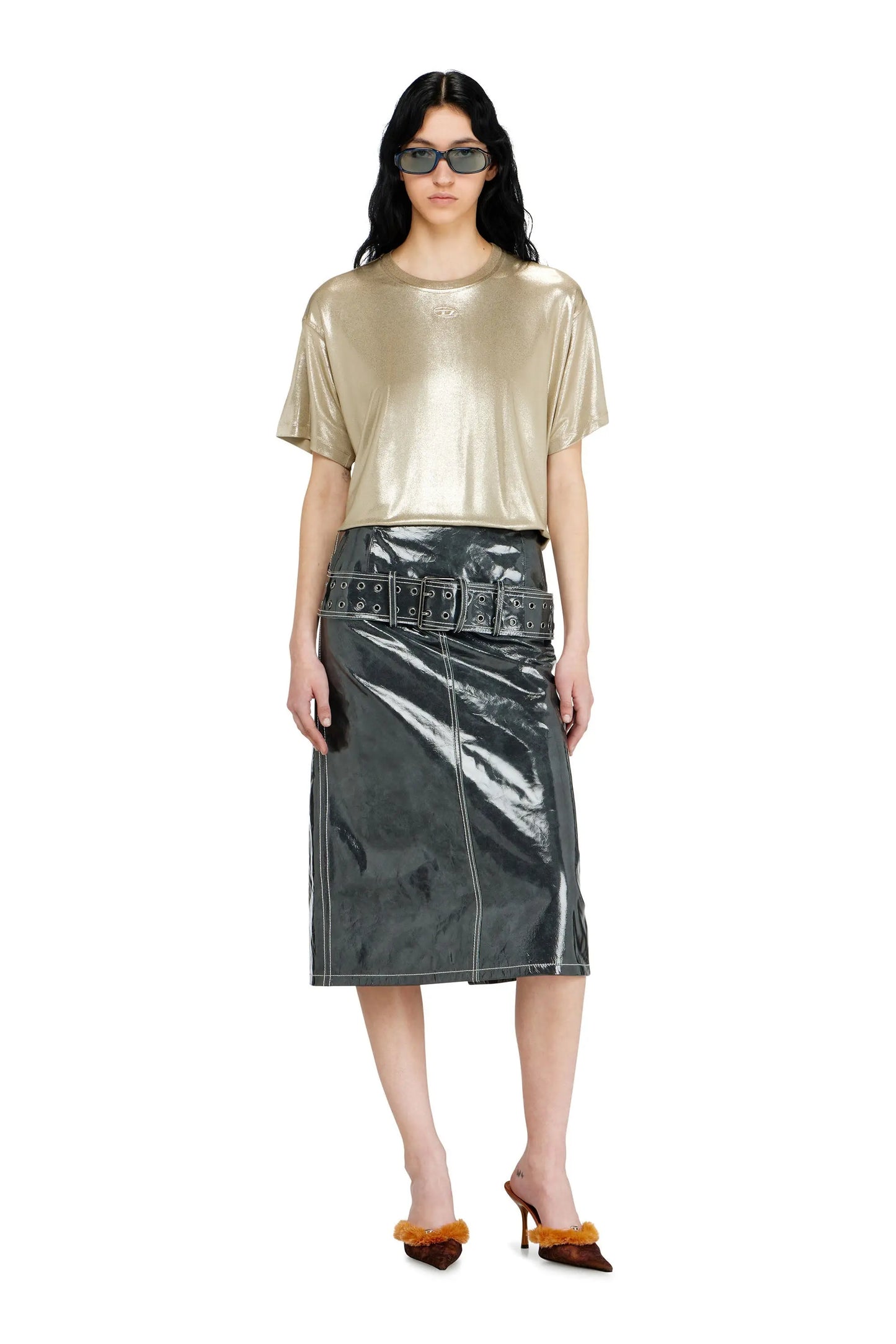 Jersey T-shirt with metallic finish