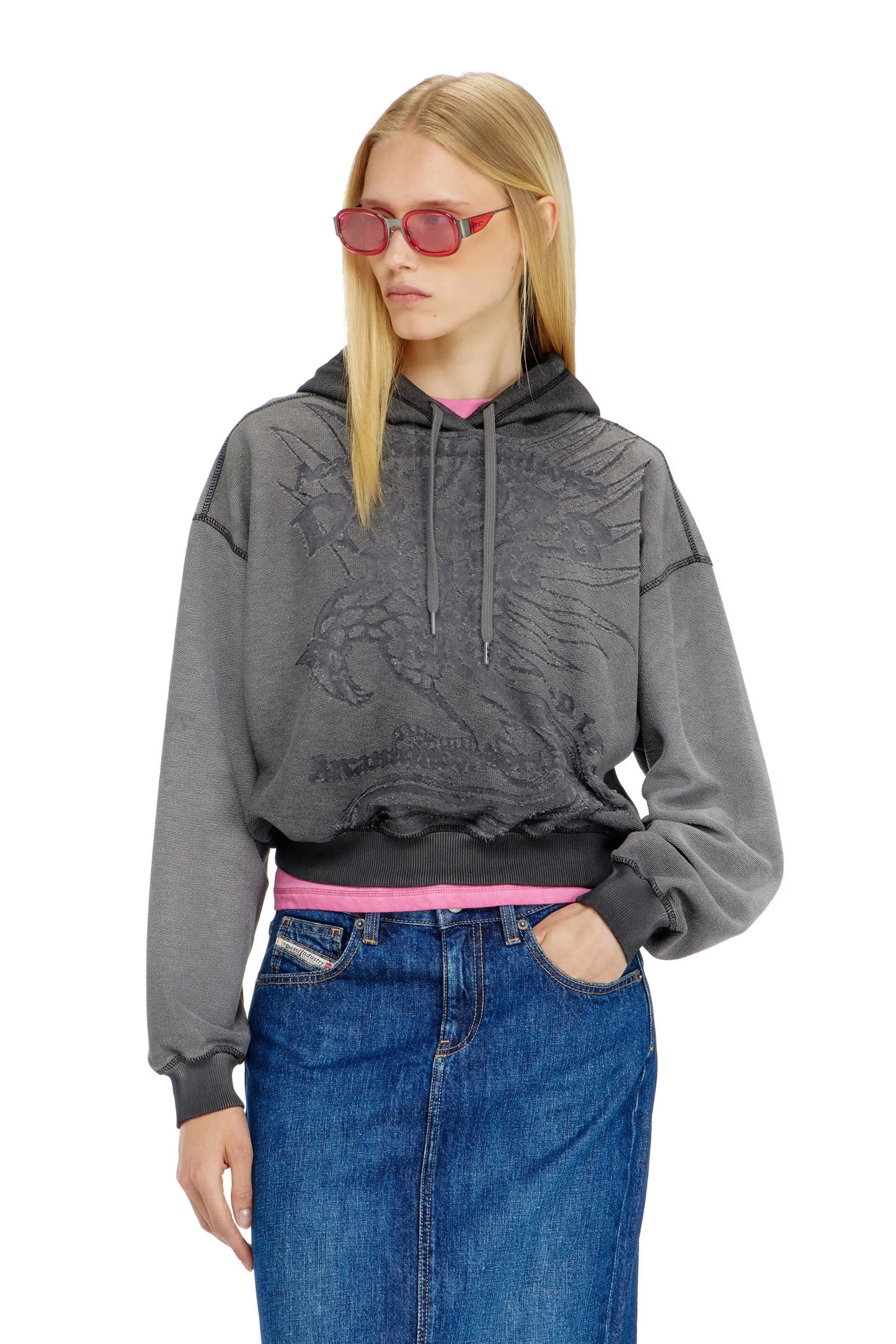 Hoodie with dévoré print