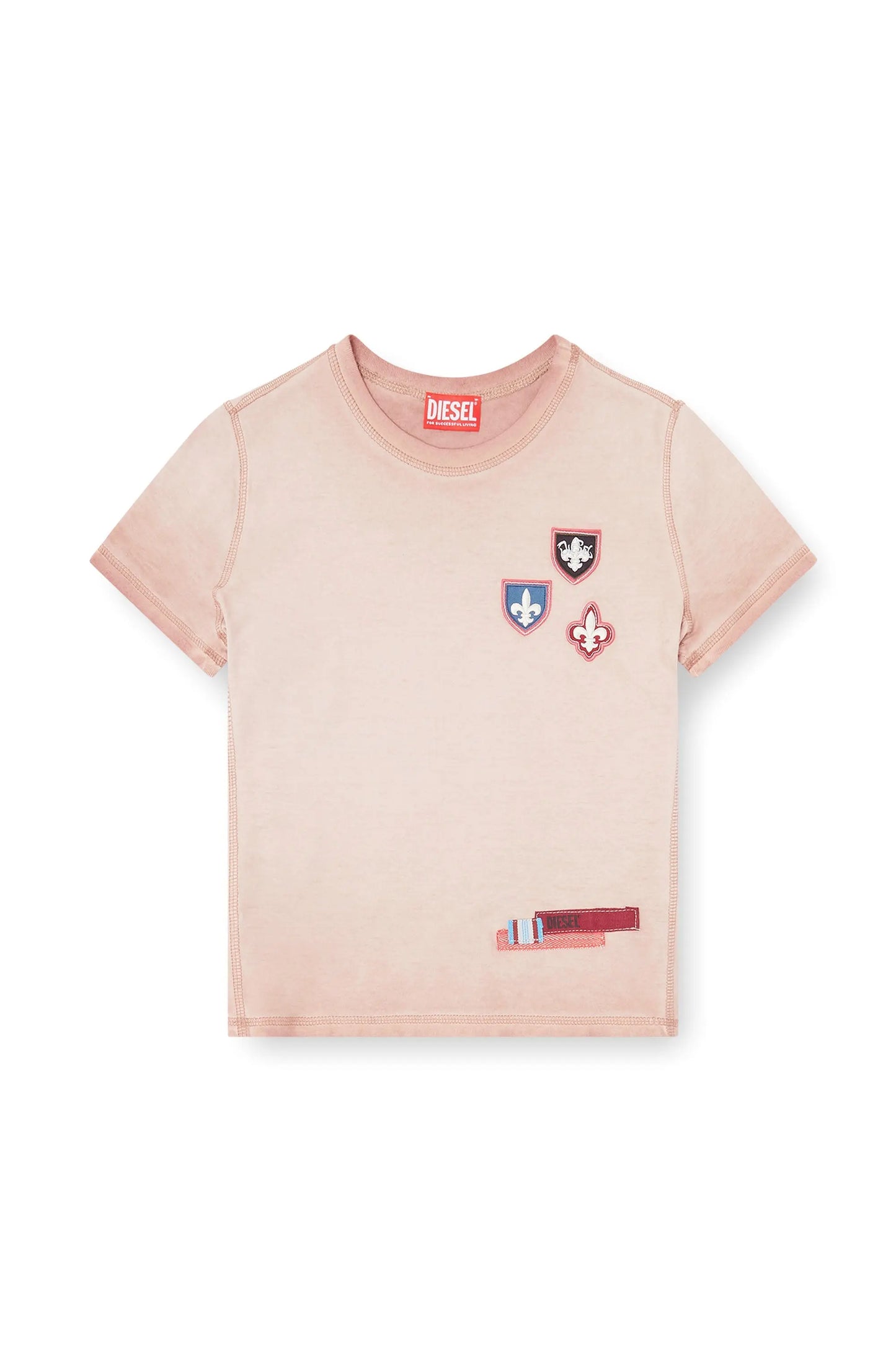 T-shirt with patches and microwaffle sides