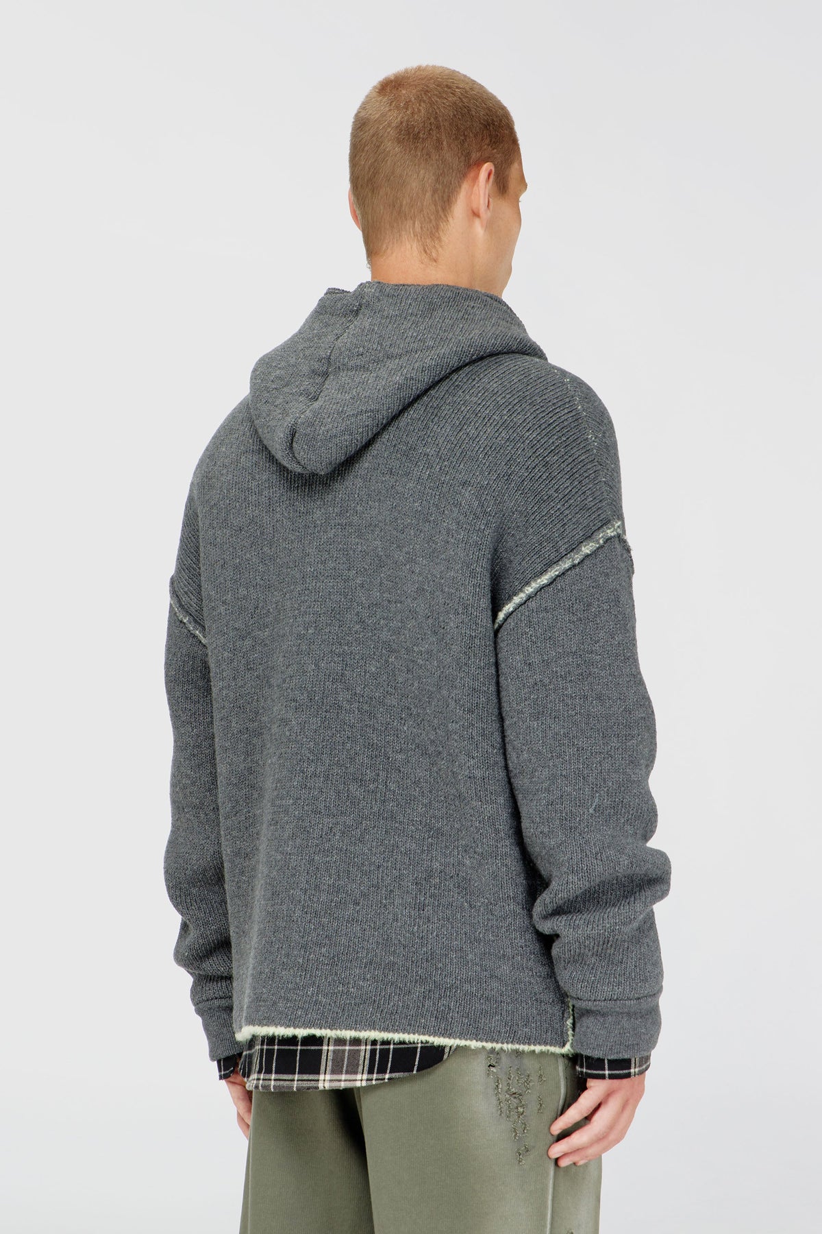 Zip-up hoodie in dual-texture knit