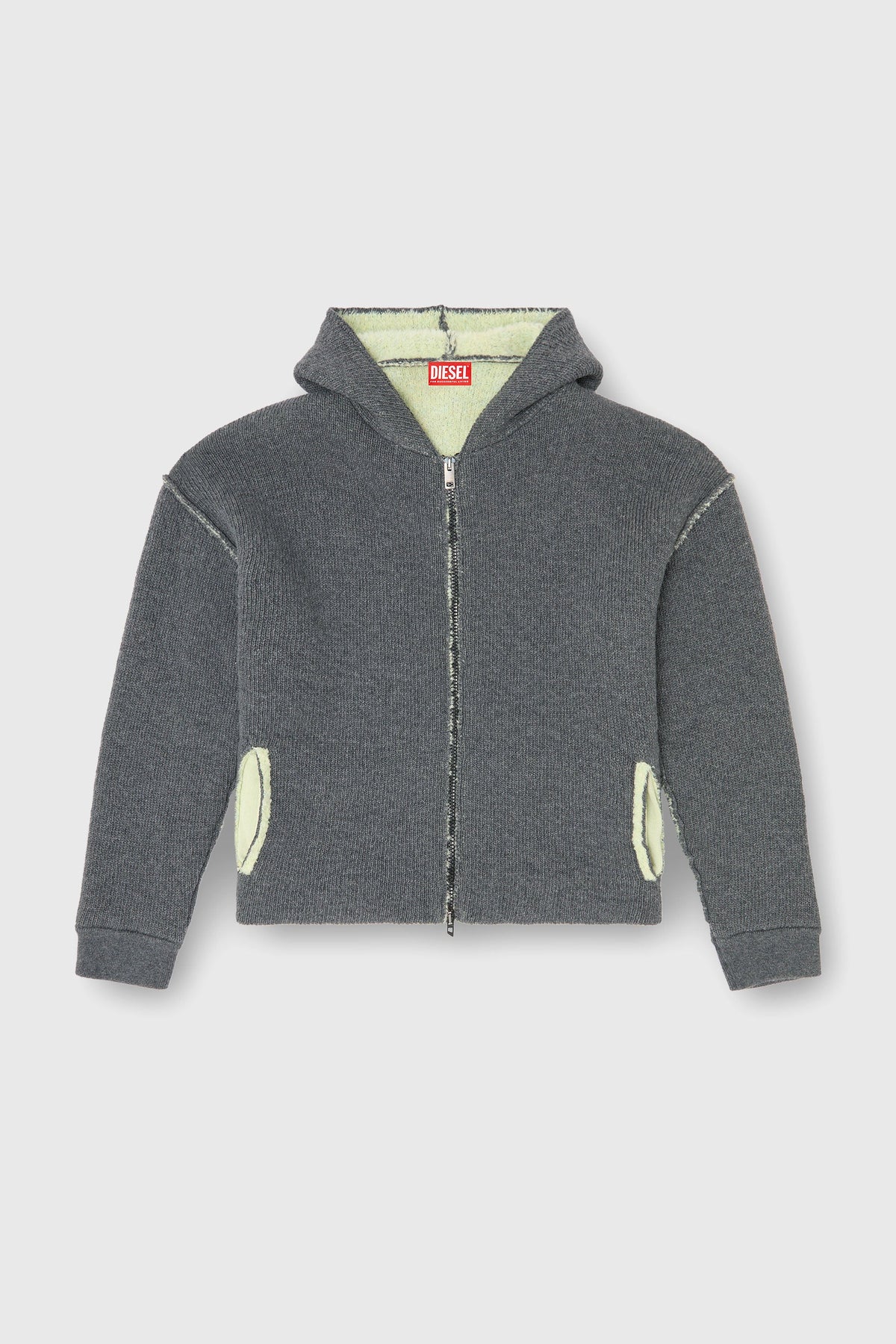 Zip-up hoodie in dual-texture knit