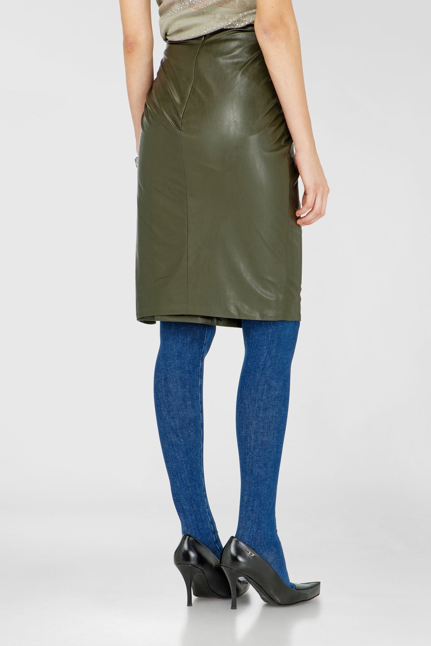 Draped pencil skirt with split