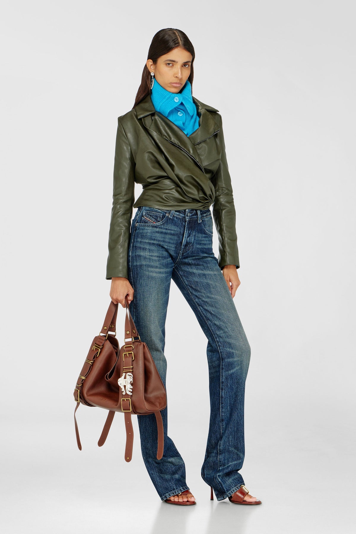Draped wrap-effect jacket