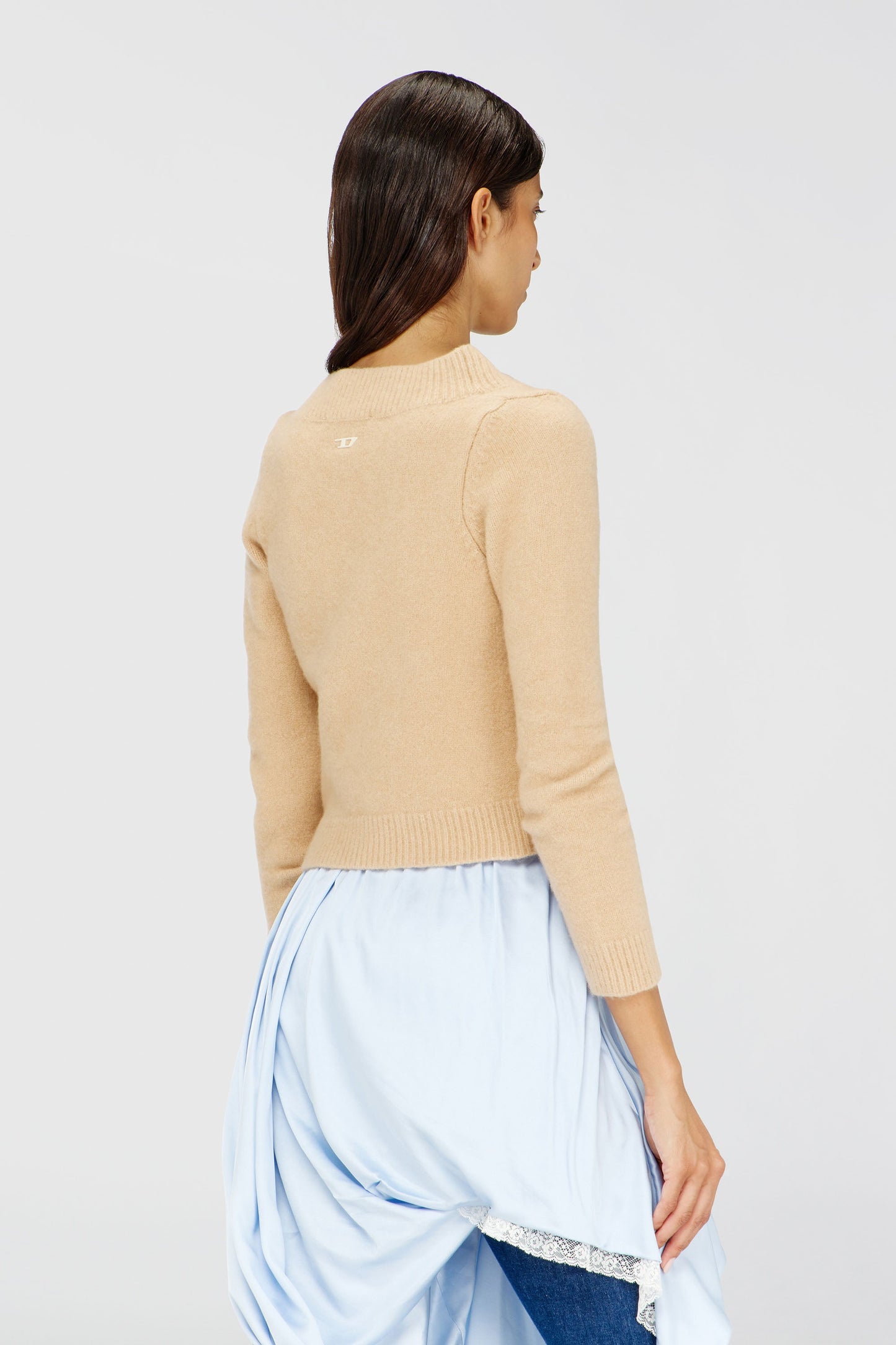Cropped cardigan in wrinkled boiled knit