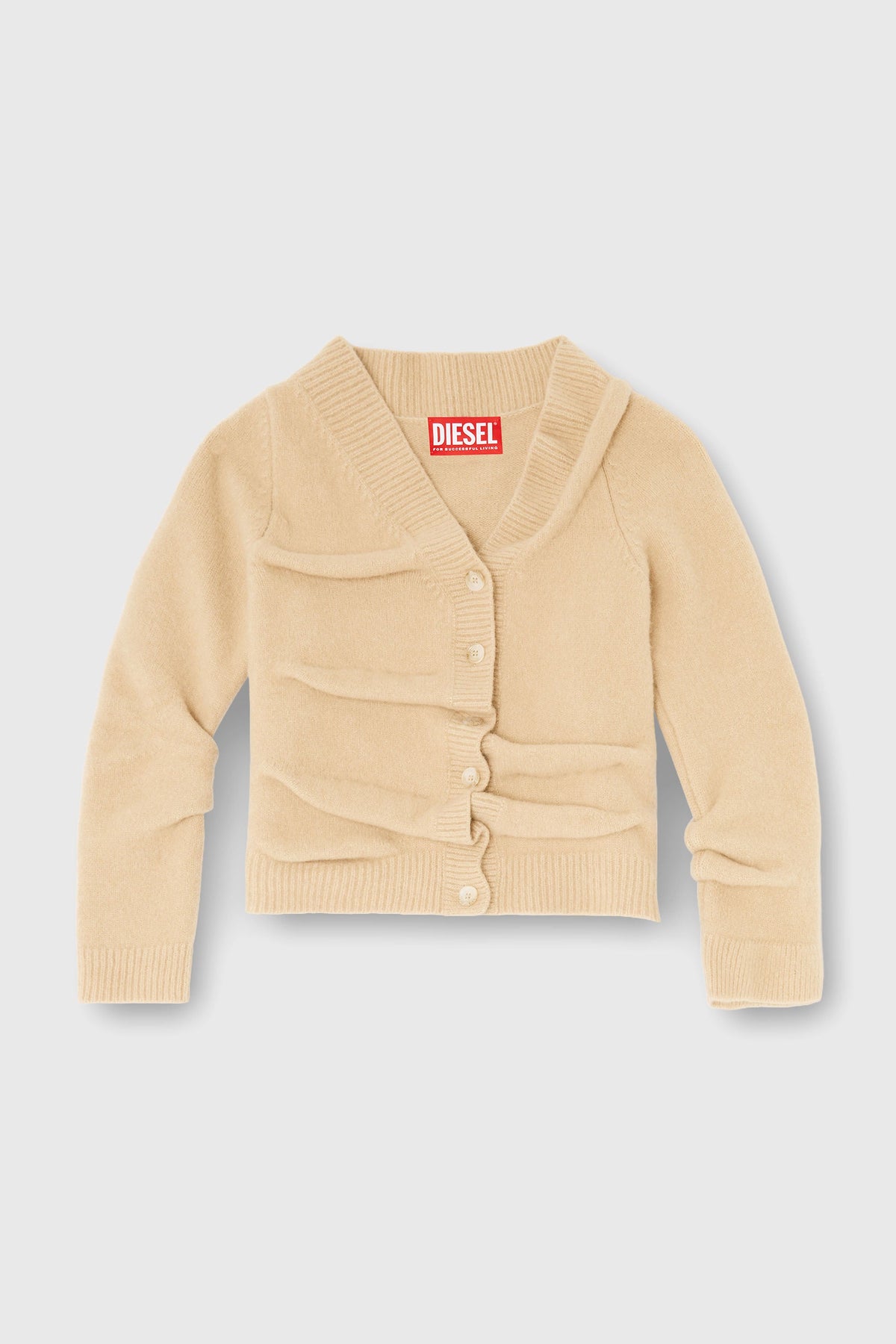 Cropped cardigan in wrinkled boiled knit