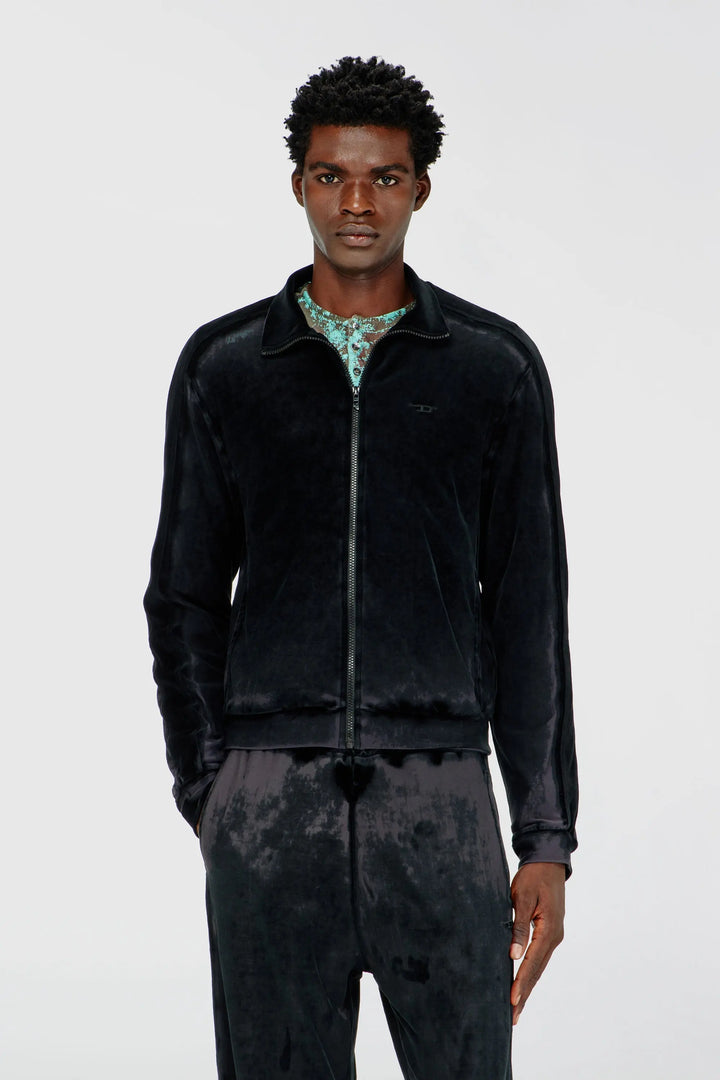 Zip-up sweatshirt in devoré chenille Diesel