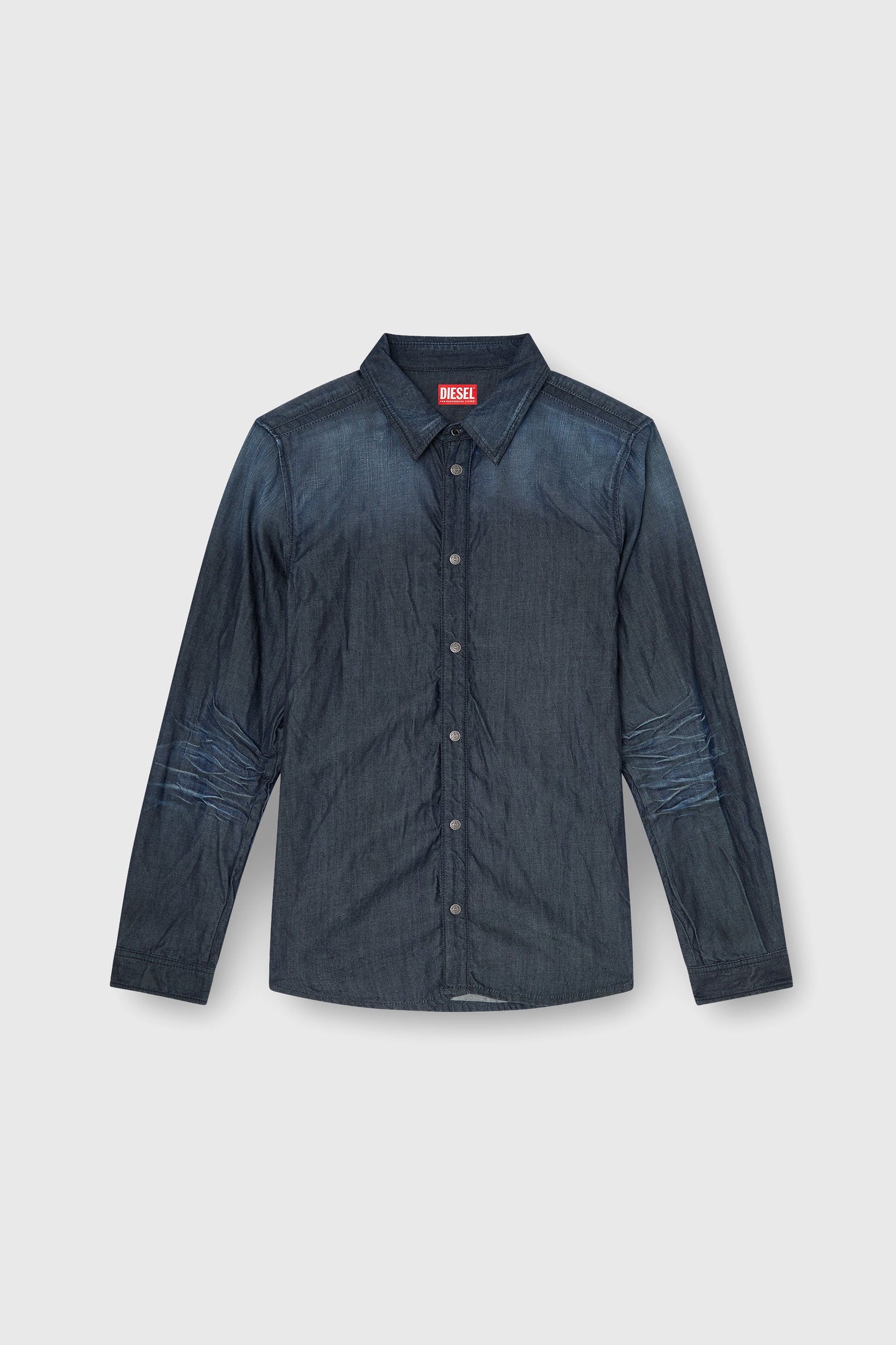Shirt in creased denim