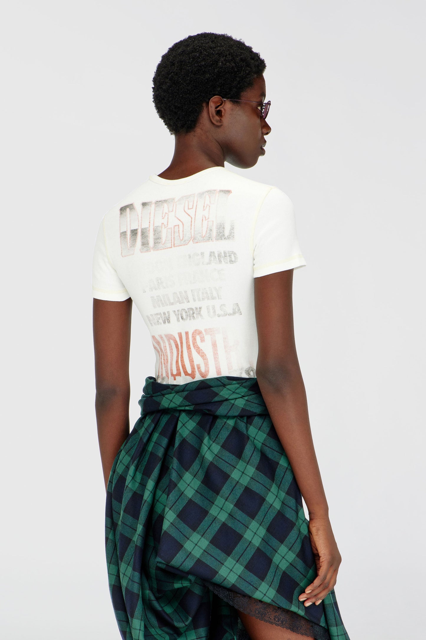 Ribbed T-shirt with concert graphics