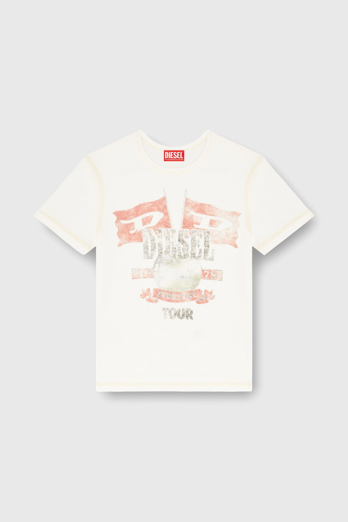 Ribbed T-shirt with concert graphics