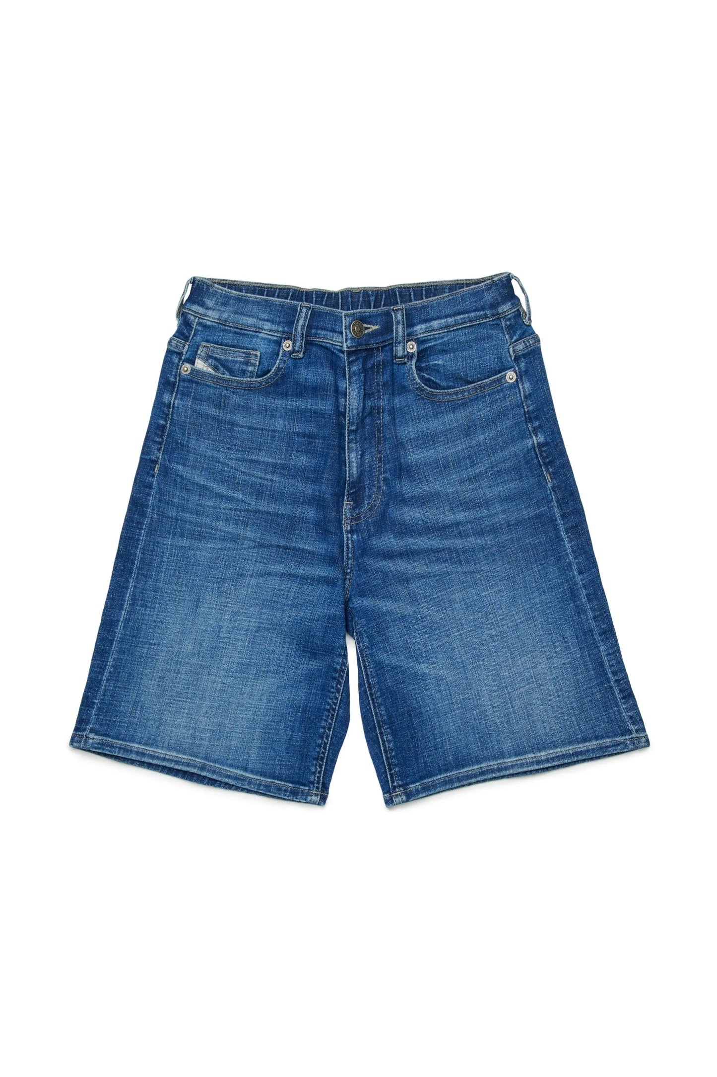 Shorts in stretch denim with whiskers