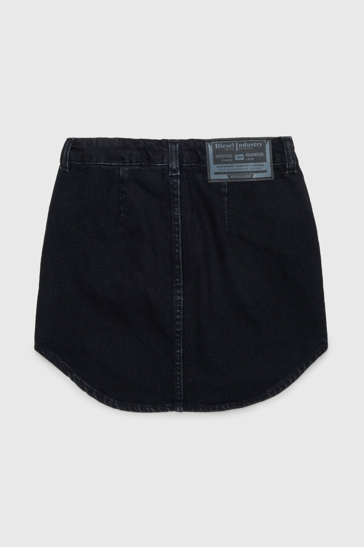 Denim mini skirt with curved hem