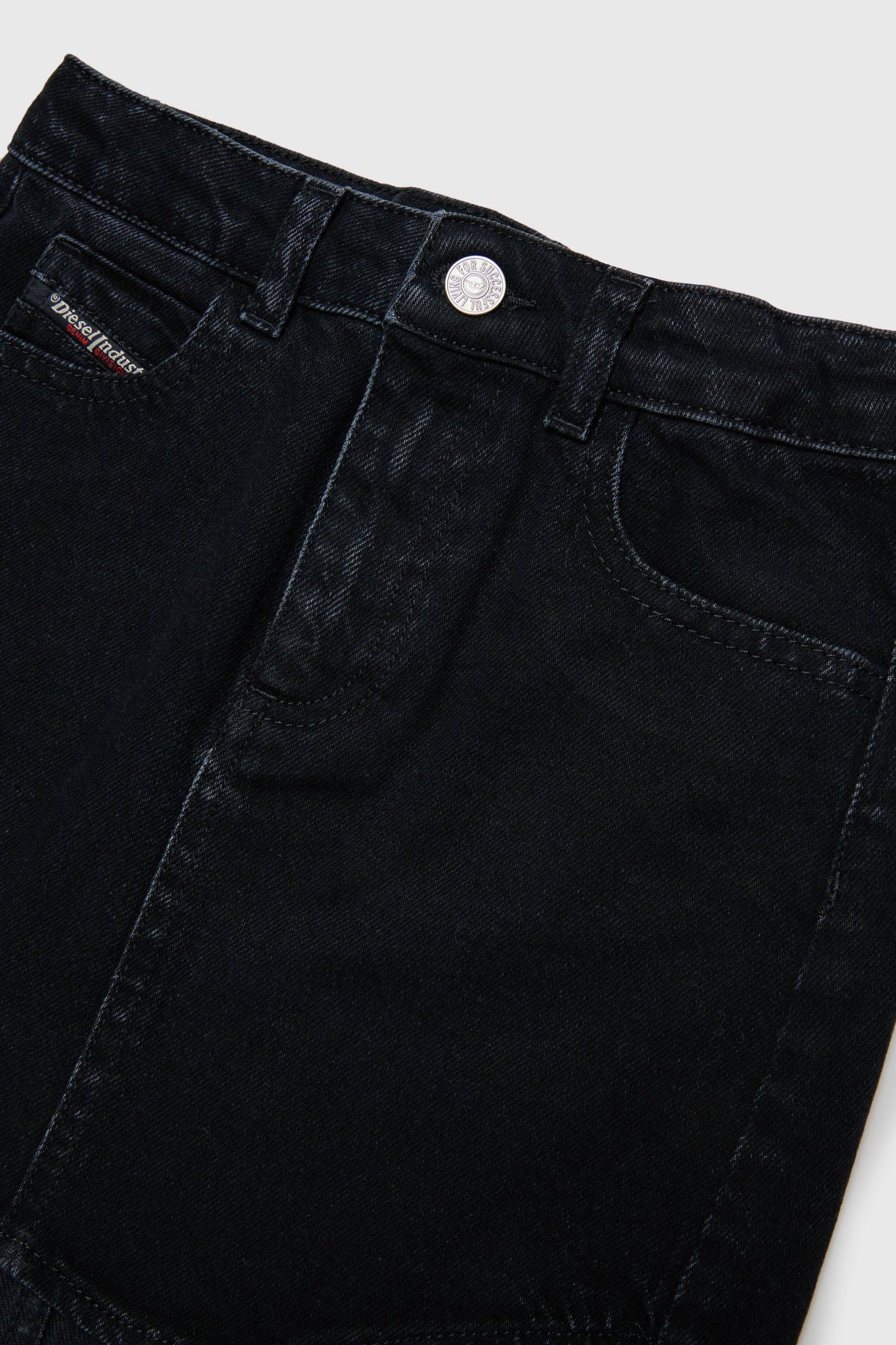 Denim mini skirt with curved hem